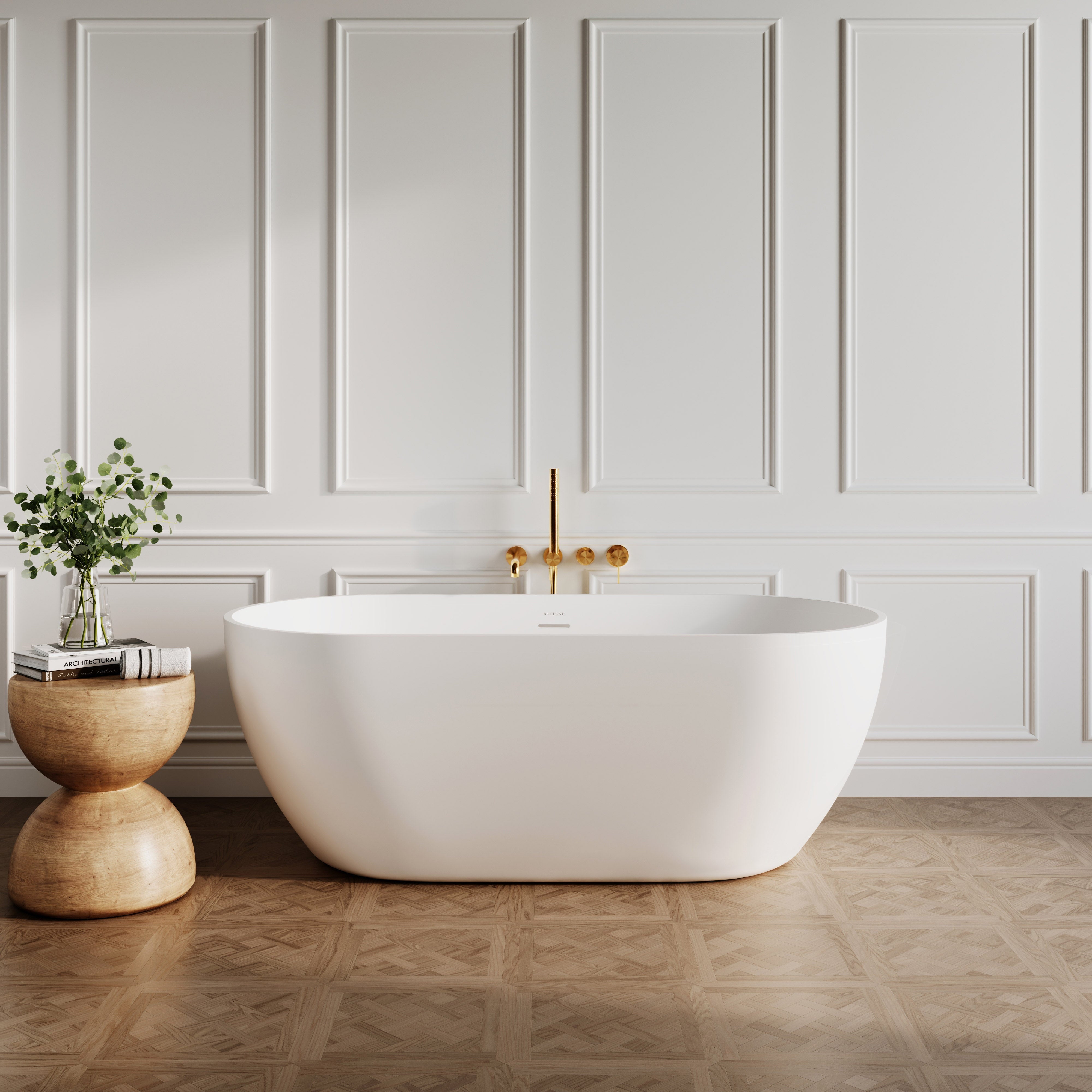 Matte White Freestanding Stone Resin Bath by BAULANE®