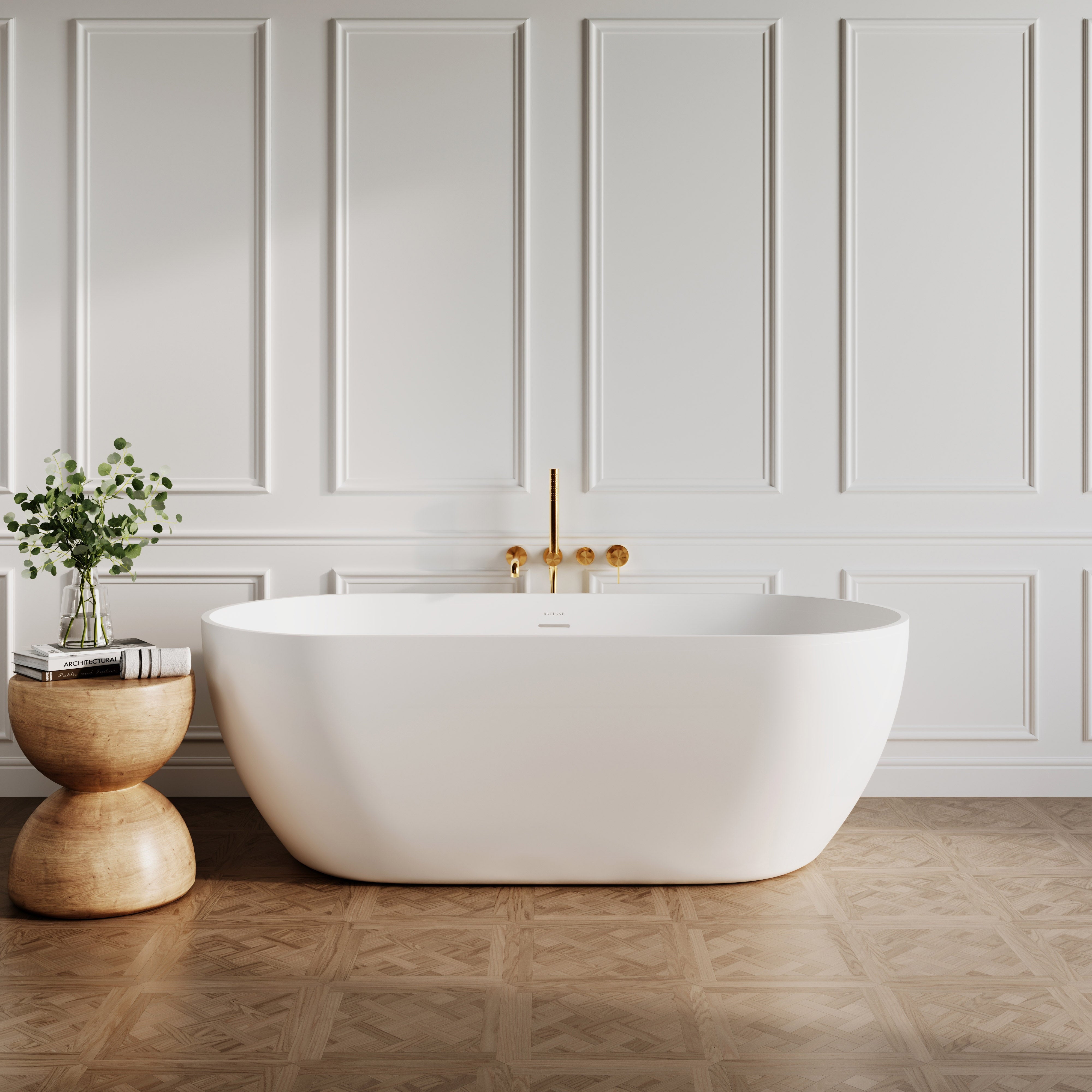 White Luxury Freestanding Stone Resin Bath