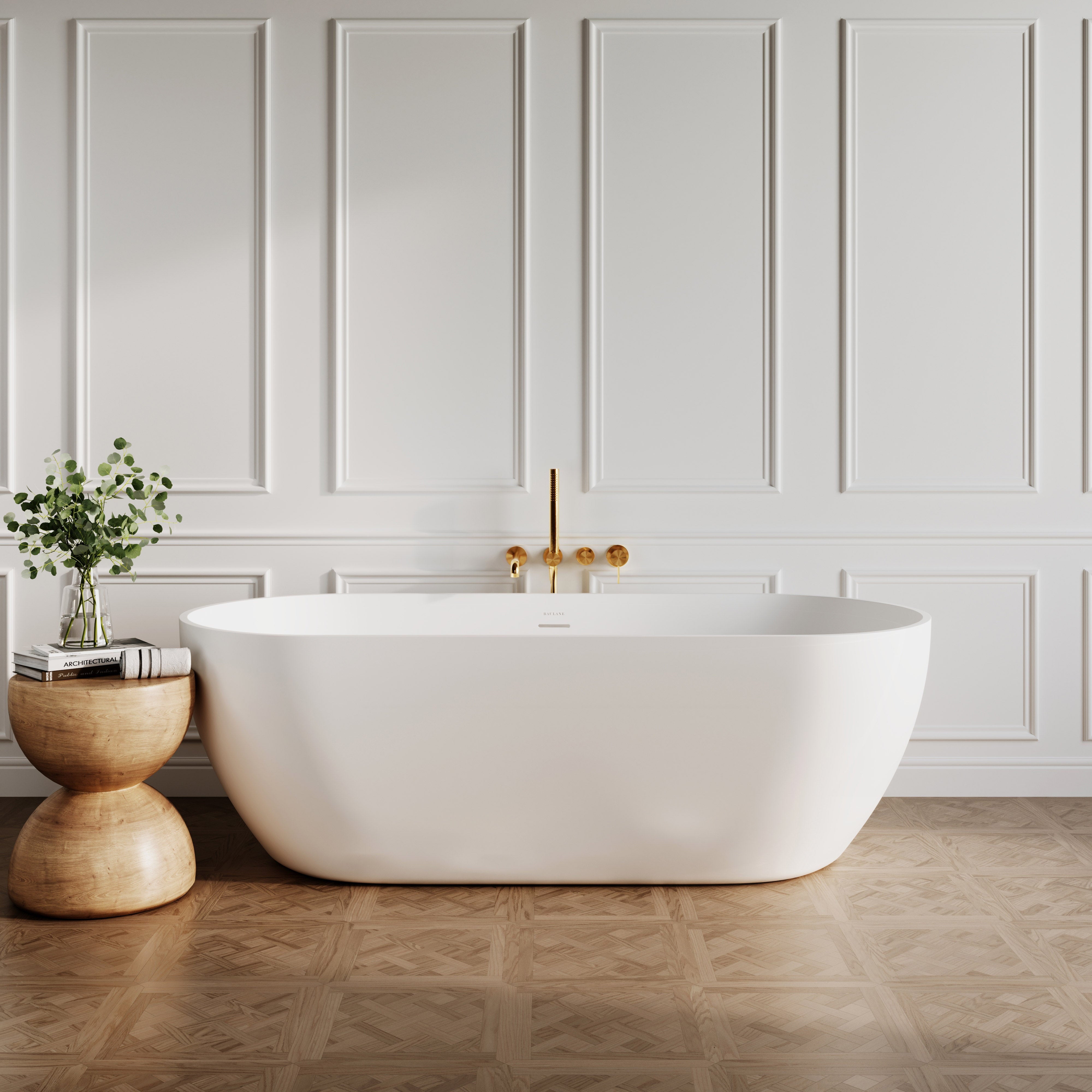 White Luxury Freestanding Stone Resin Bath 1700mm