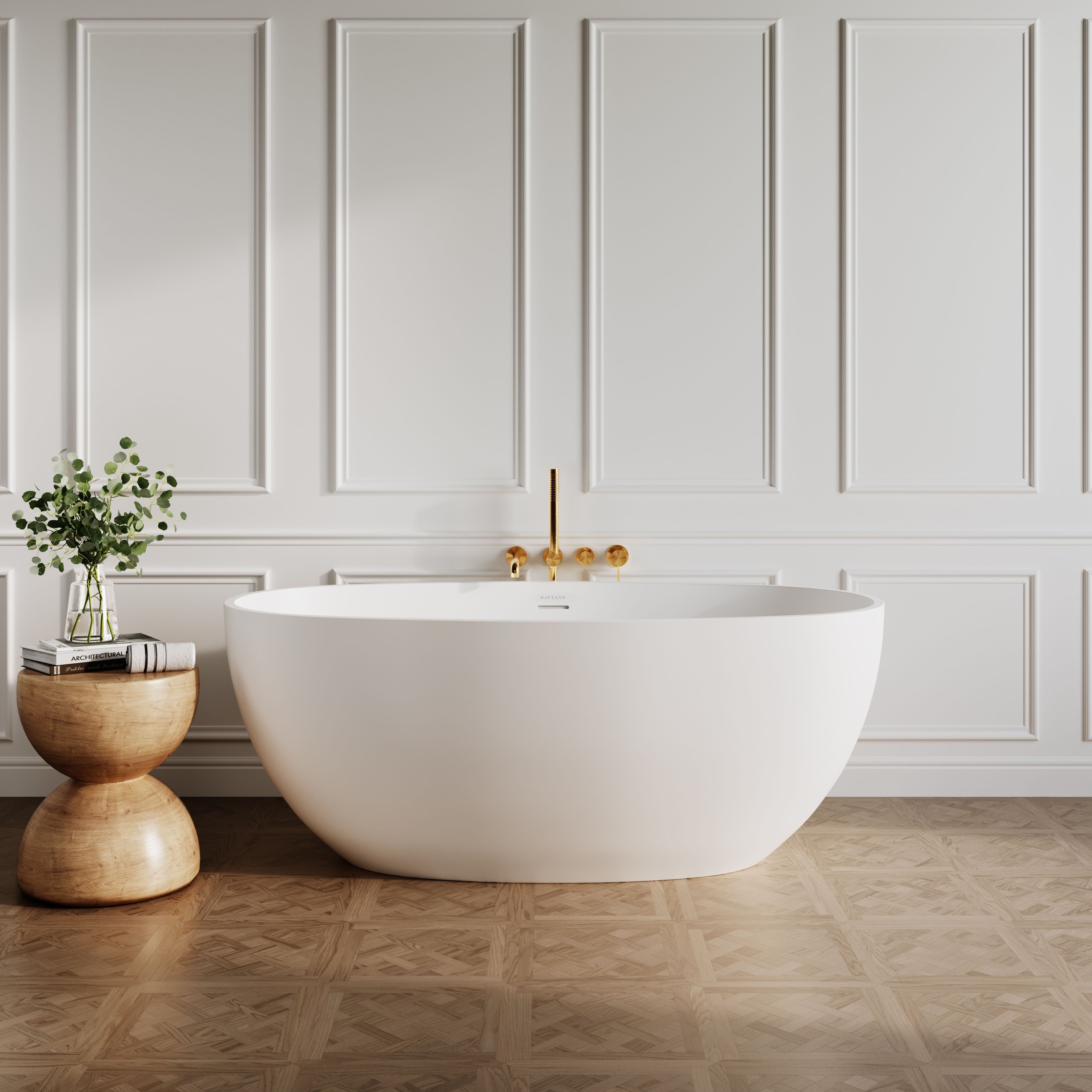 Luxury White Freestanding Stone Resin Bath 1500mm