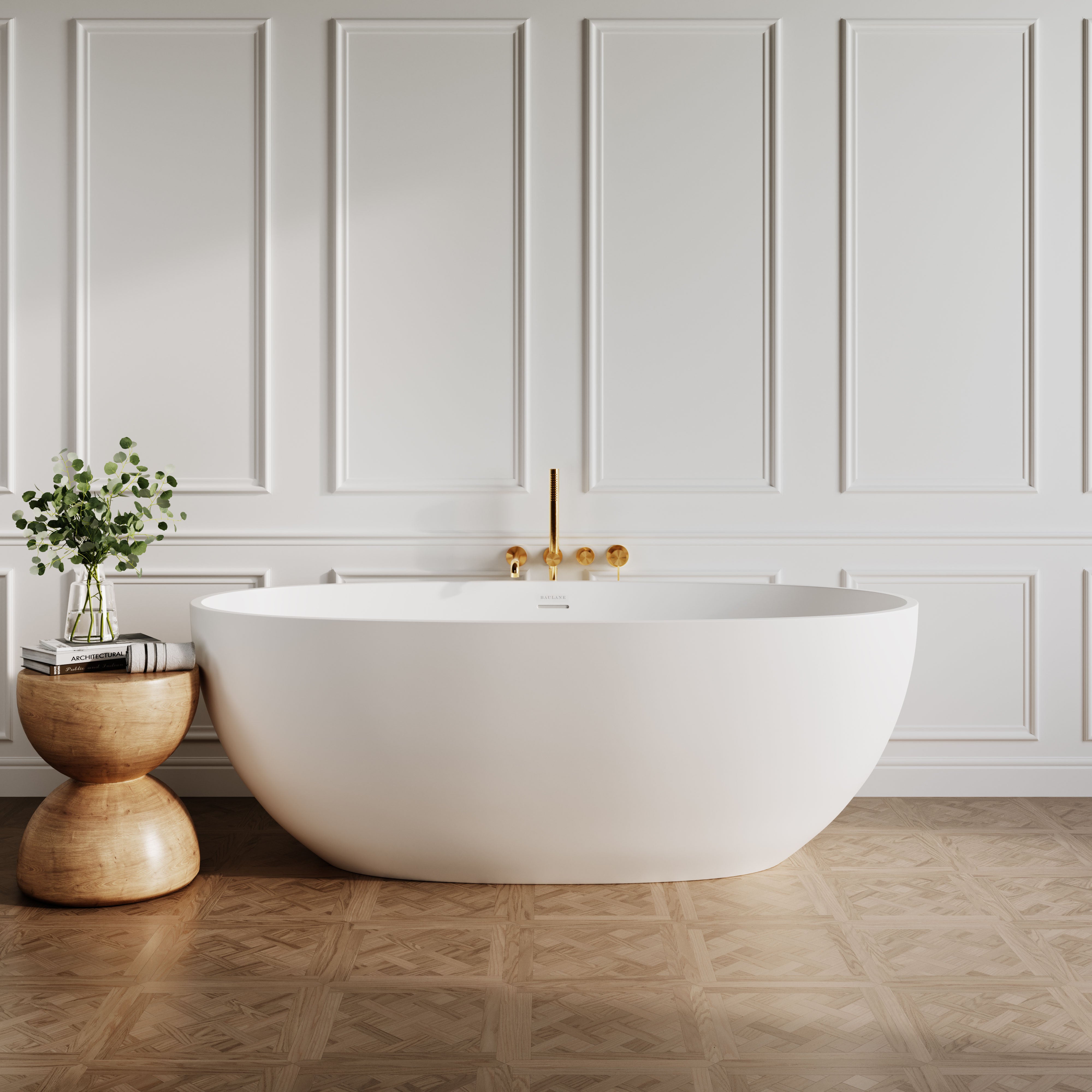 Luxury White Freestanding Stone Resin Bath 1650mm