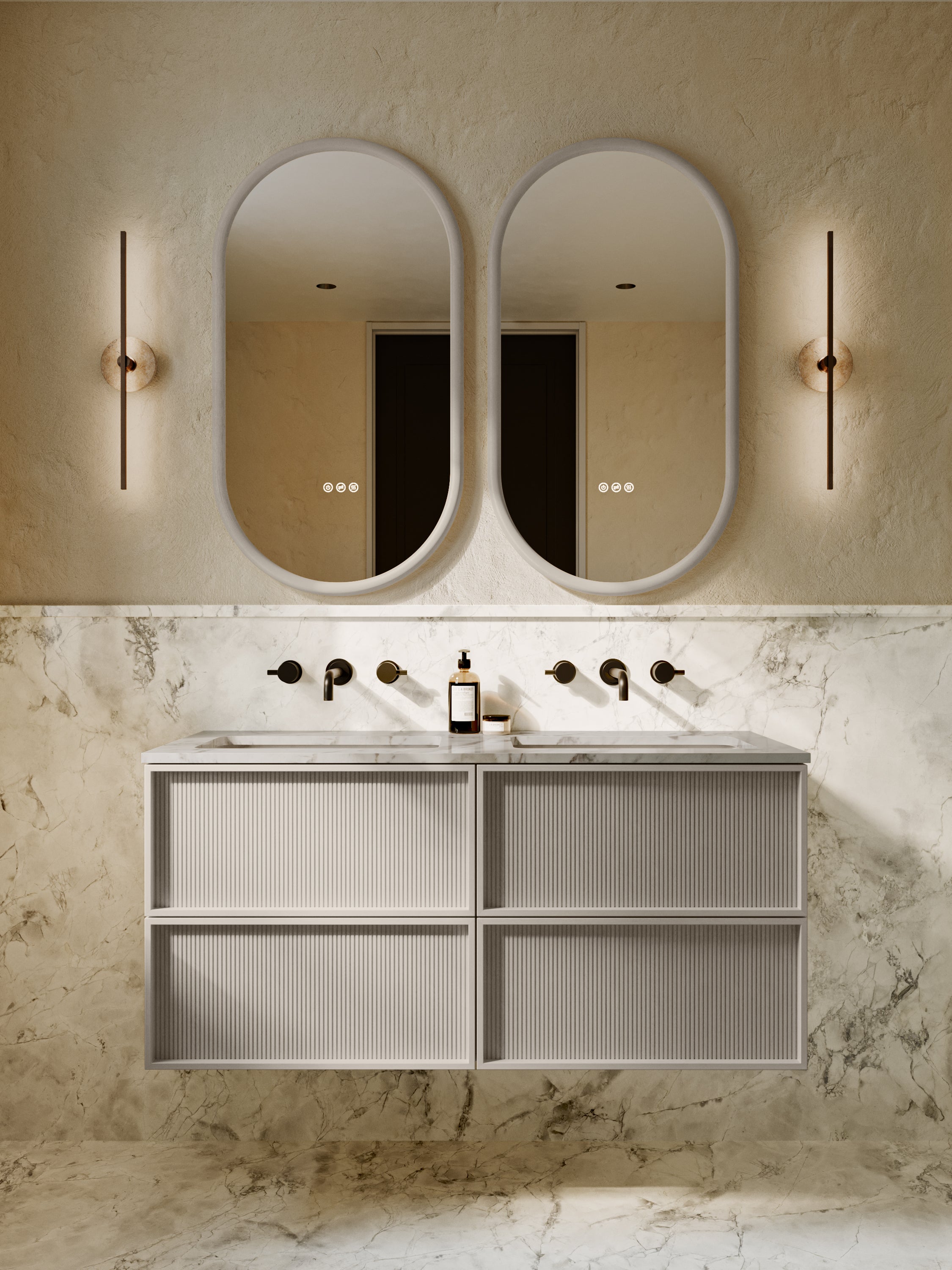 Neutra Series Latte Oak Cararra Marble Vanity Unit 1200mm