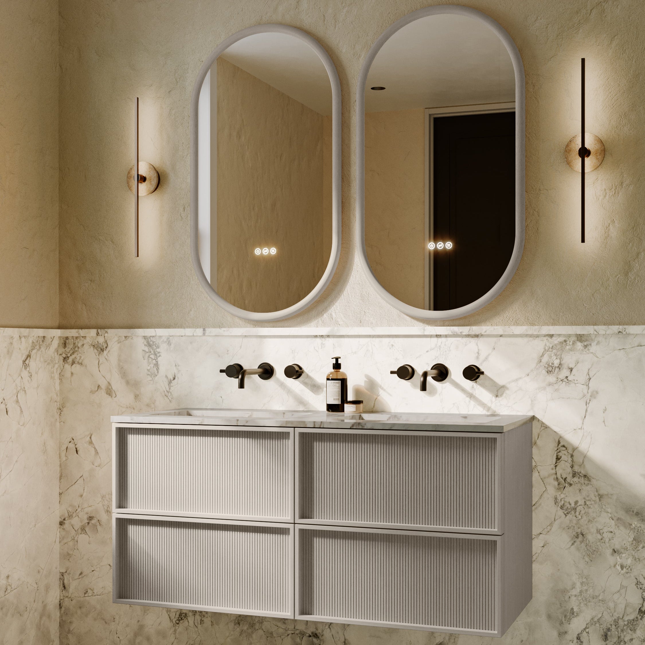 Neutra Series Latte Oak Cararra Marble Vanity Unit 1200mm
