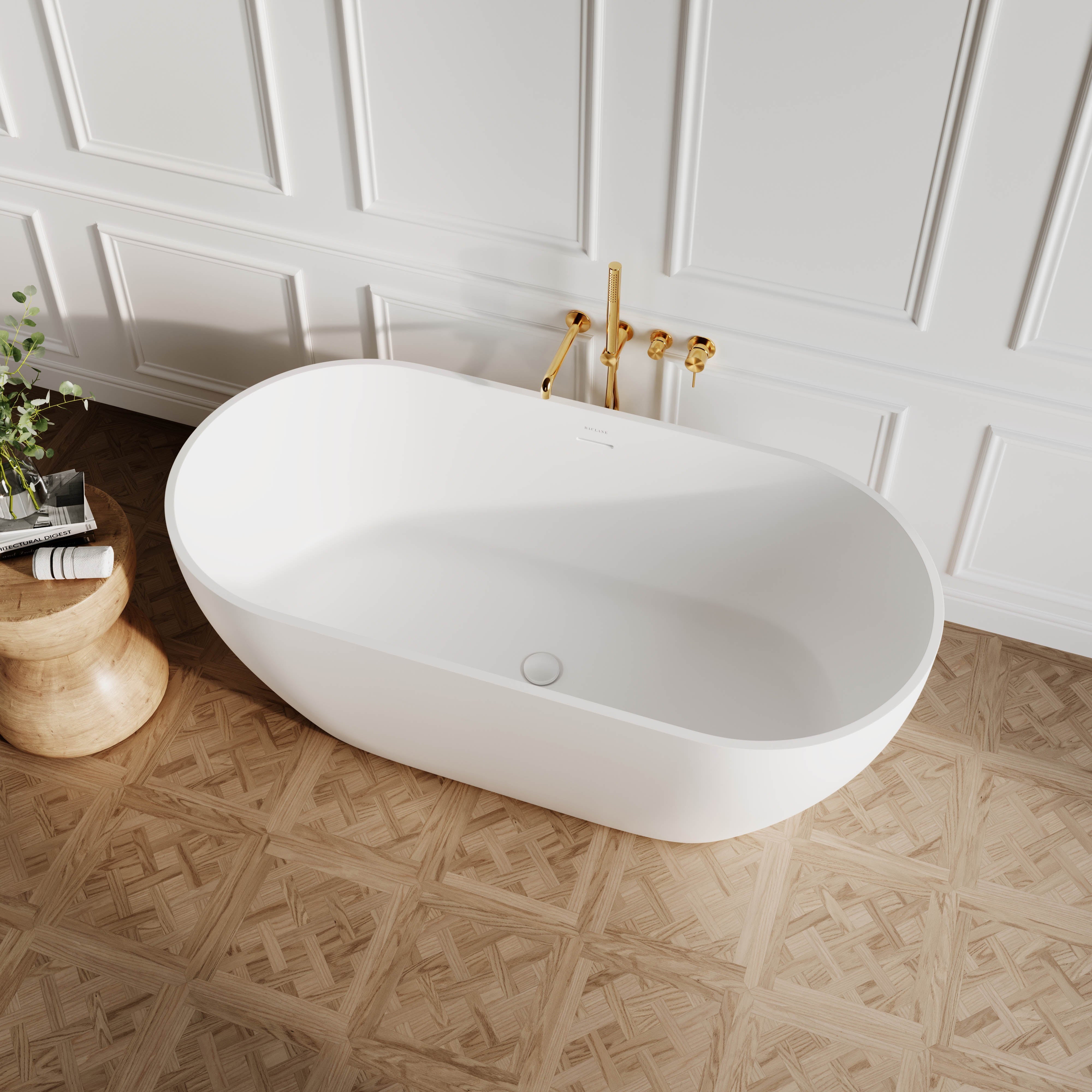 Continental Freestanding Stone Bath - Matte White / 1500mm