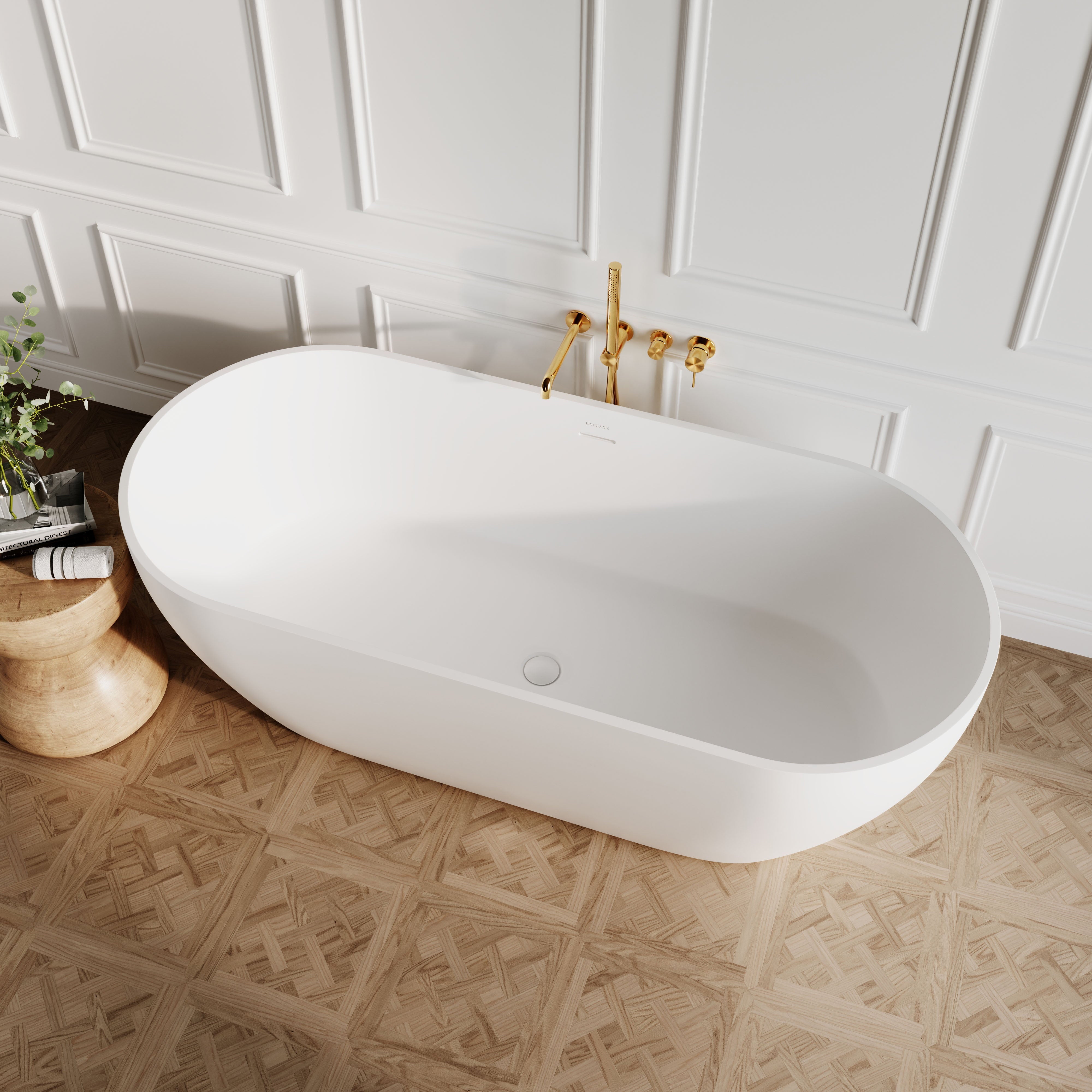 Continental Freestanding Stone Bath - Matte White / 1700mm