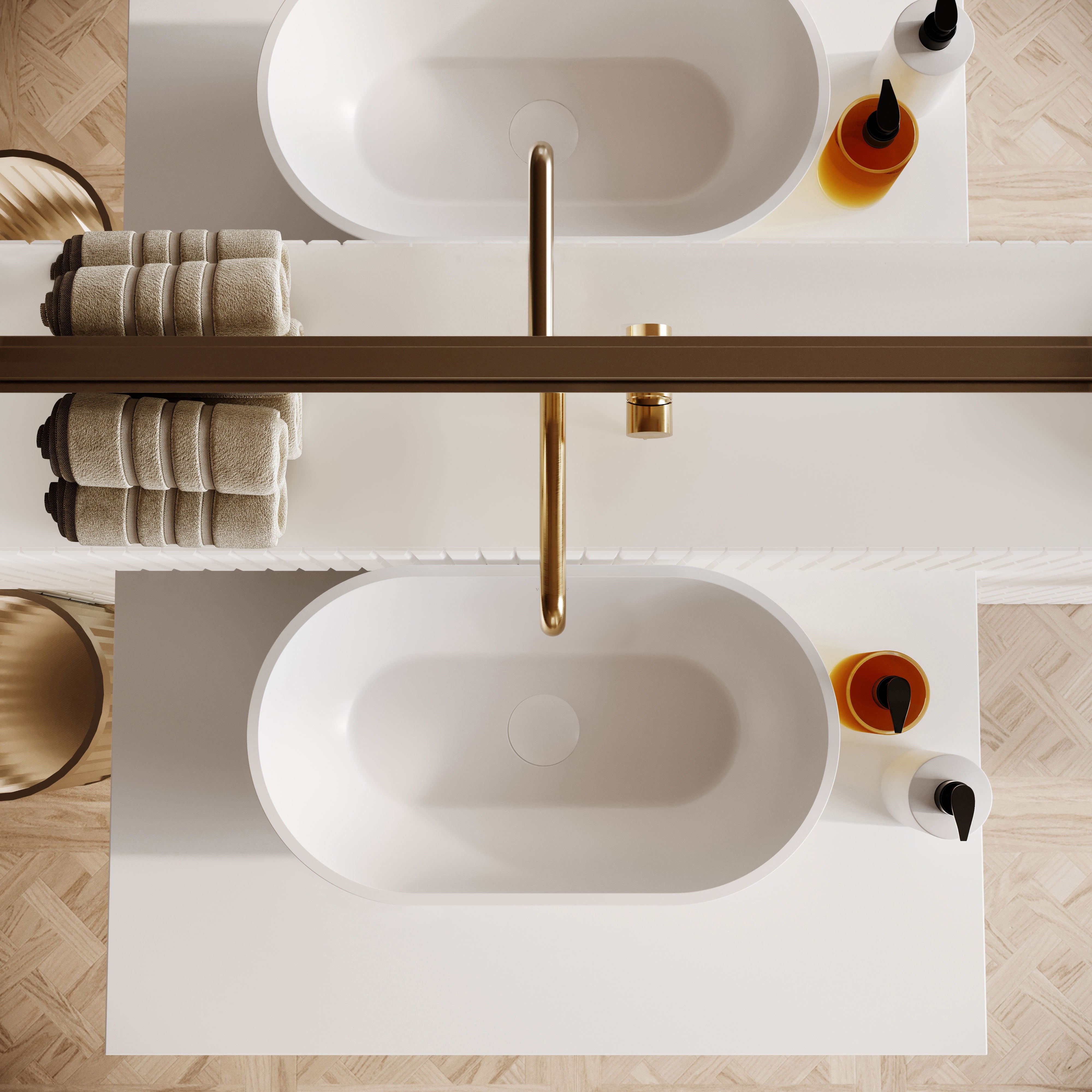 Continental Stone Countertop Basin - Matte White / 560mm
