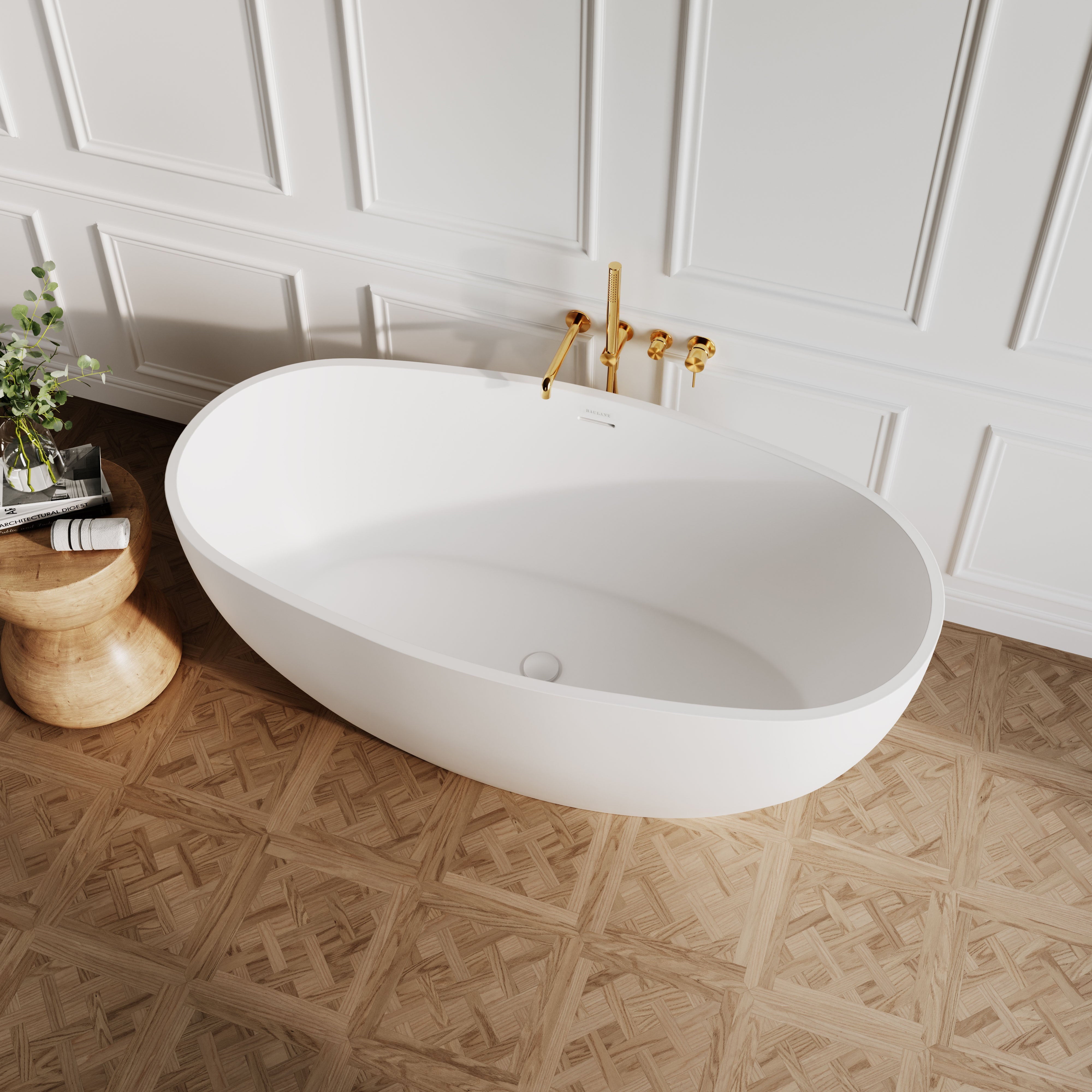 Eclipse Freestanding Stone Bath - Matte White / 1500mm