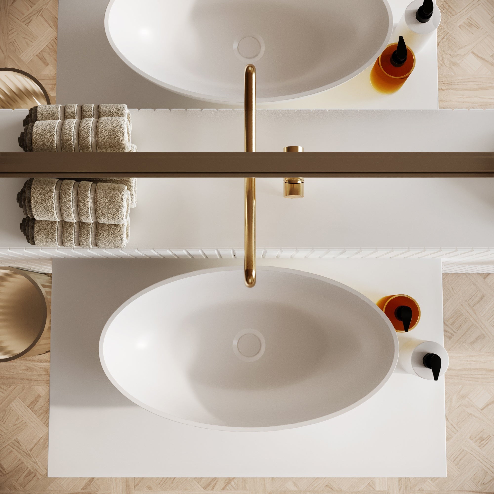 Lotus Stone Countertop Basin - Matte White / 620mm