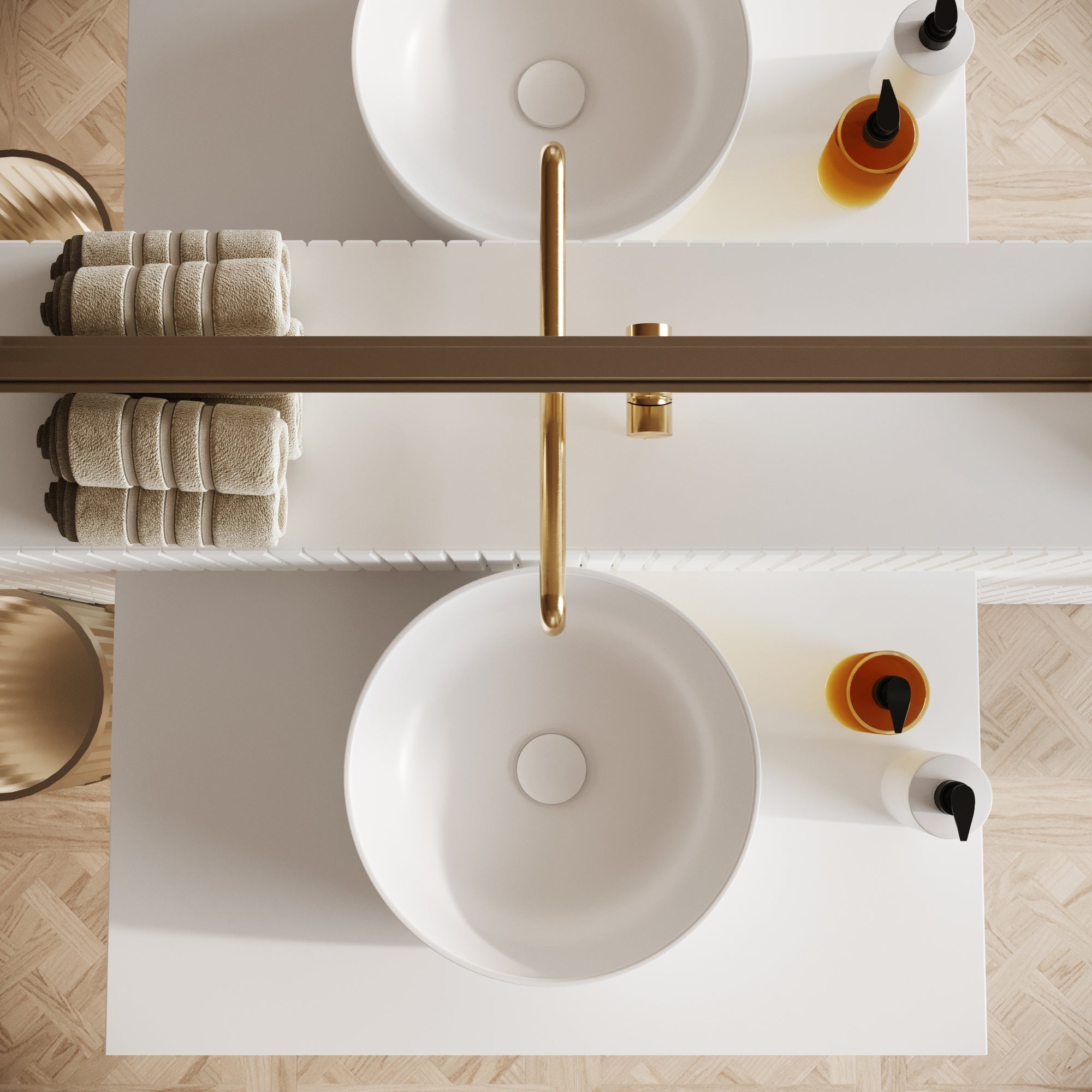 Noho Stone Countertop Basin - Matte White / 400mm