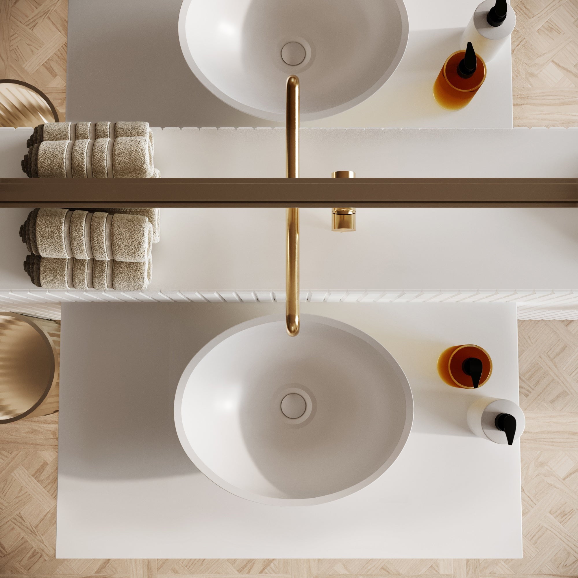 Onyx Stone Countertop Basin - Matte White / 420mm