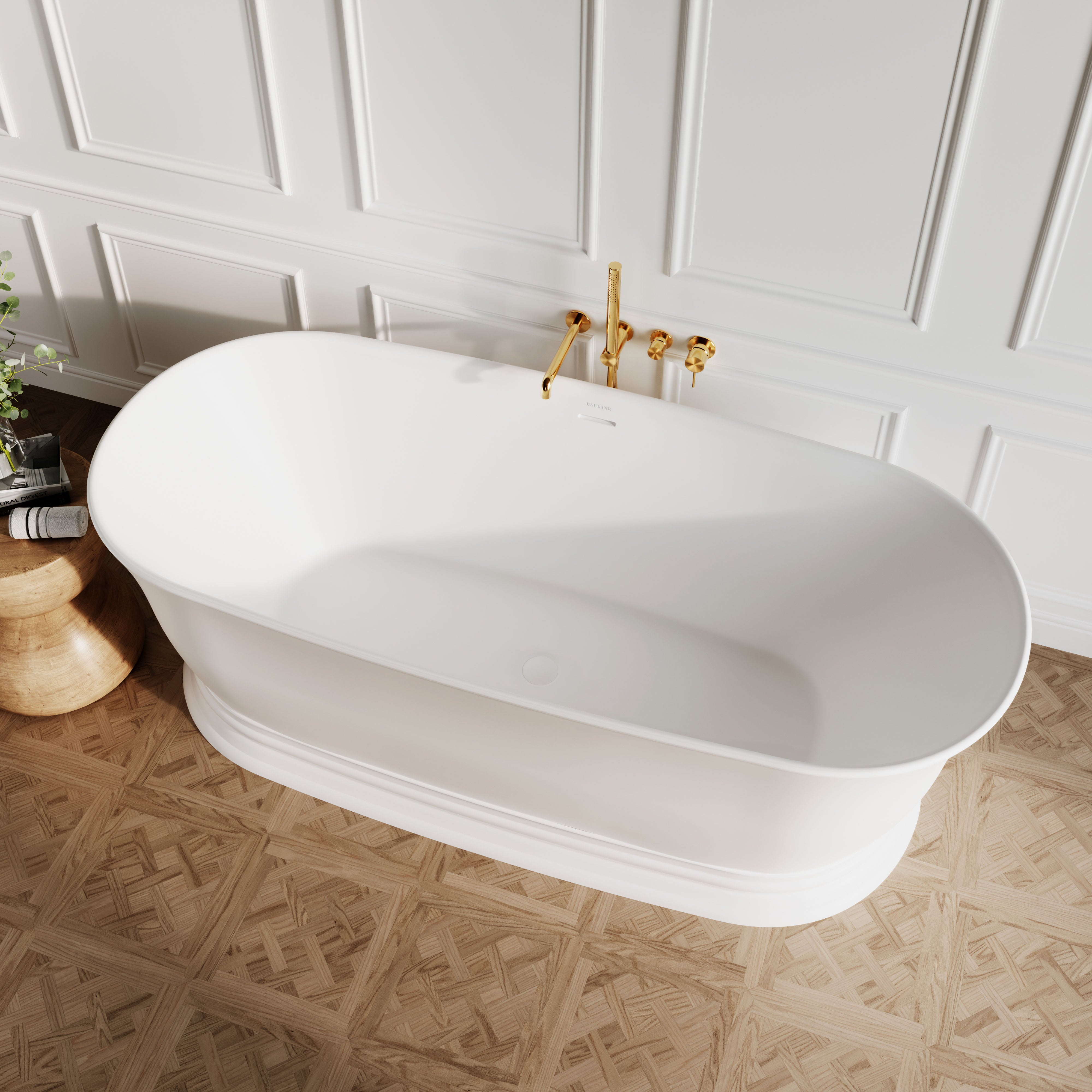 Victoria Freestanding Stone Bath - Matte White / 1800mm