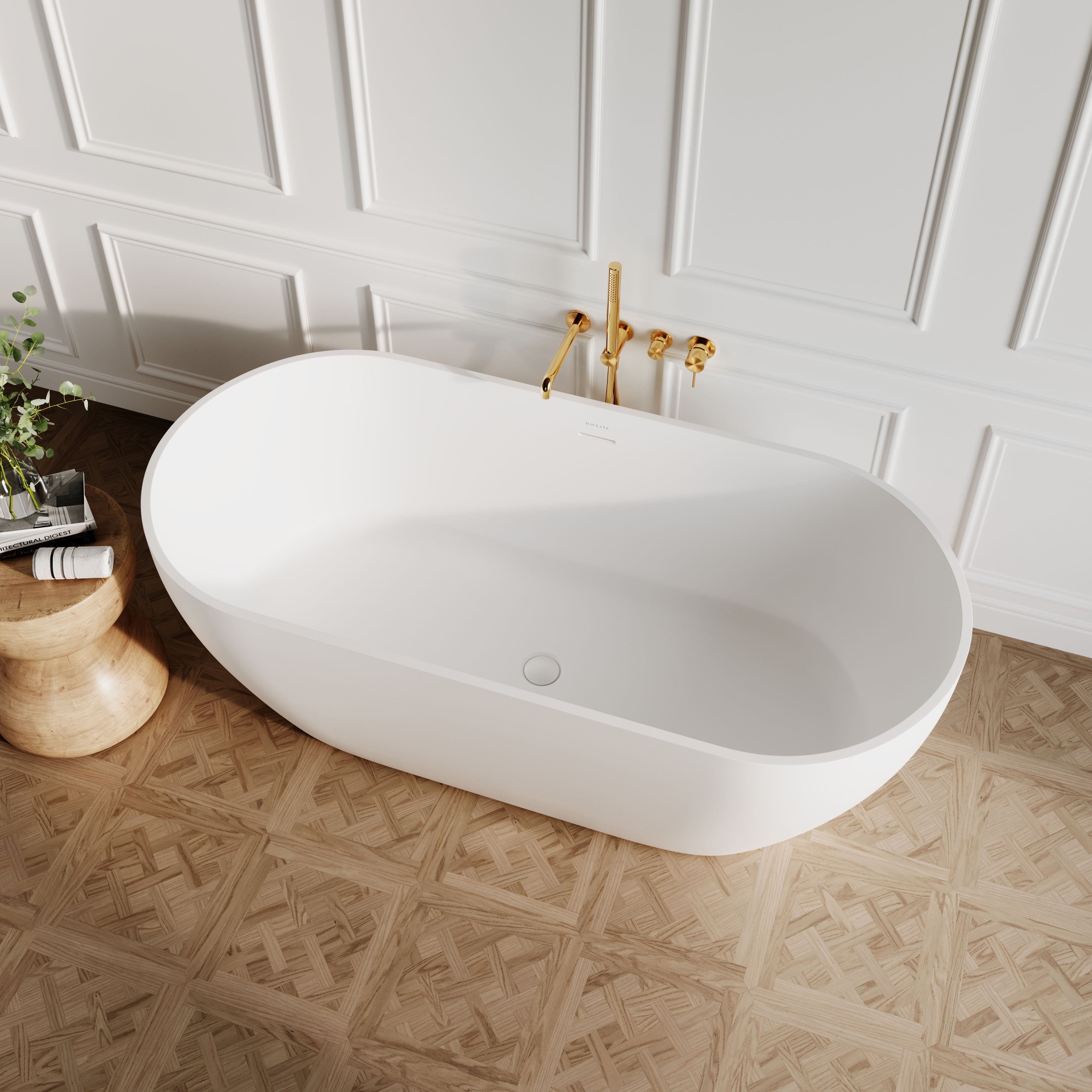 Continental Freestanding Stone Bath - Matte White / 1600mm