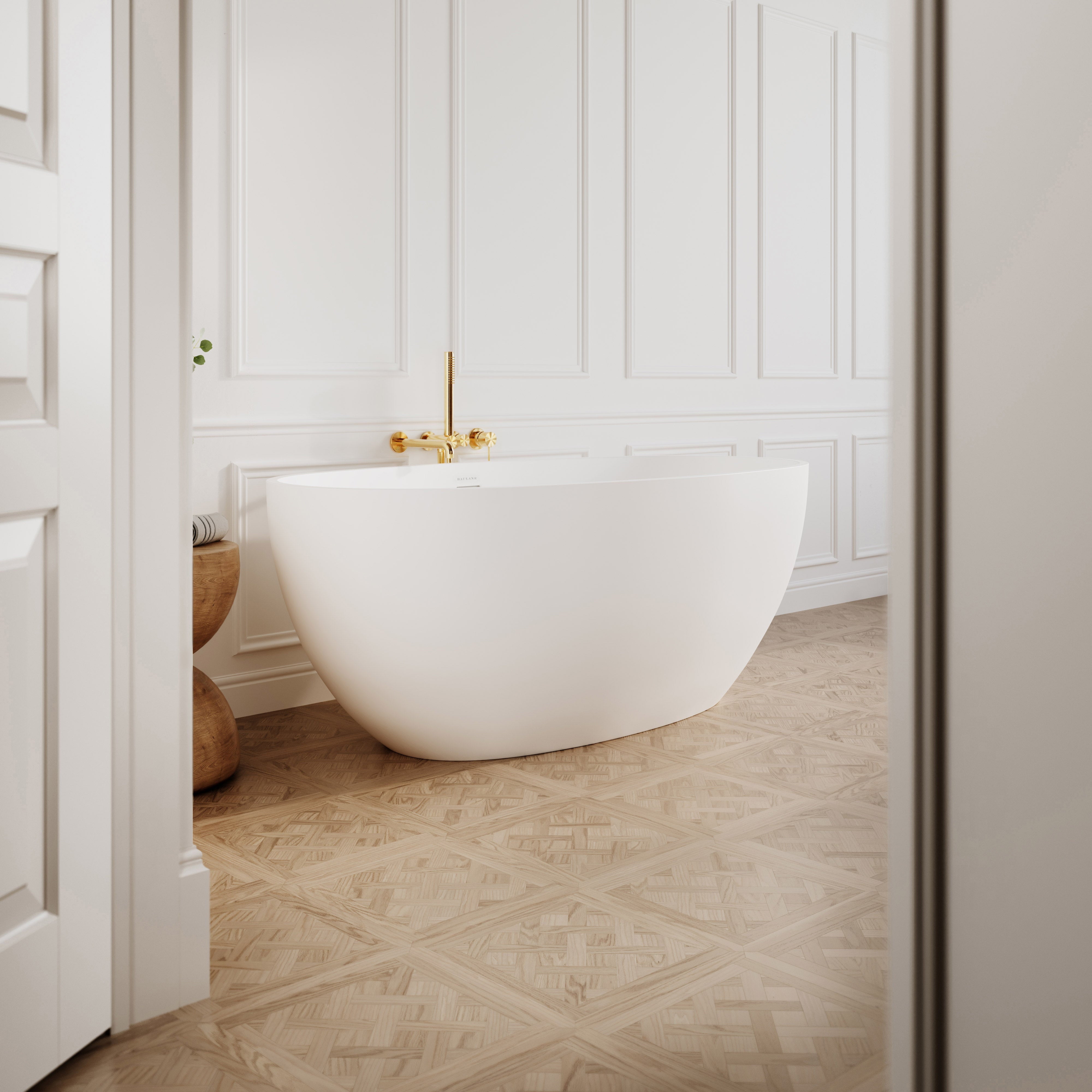 Eclipse Freestanding Stone Bath - Matte White / 1500mm