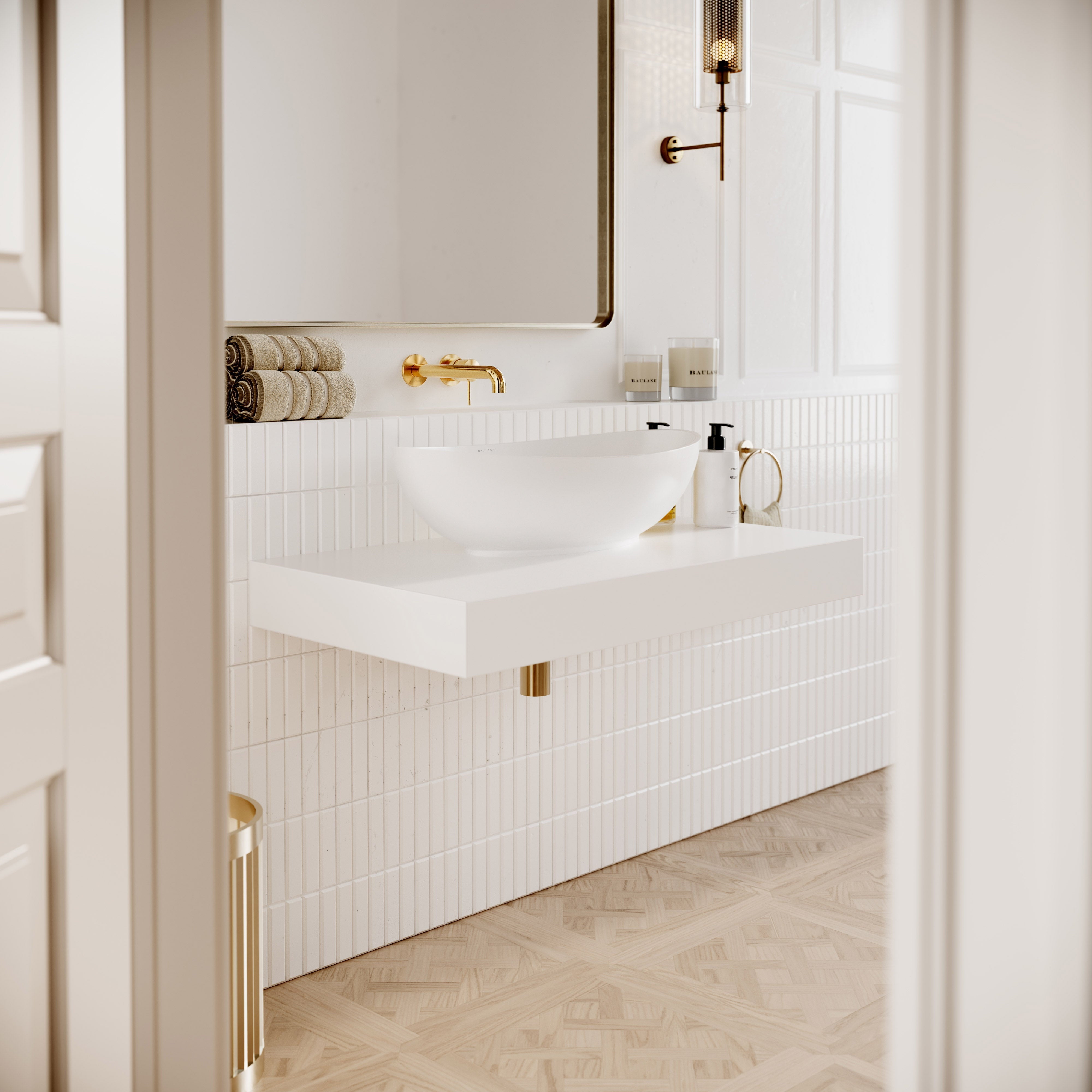 Lotus Stone Countertop Basin - Matte White / 620mm