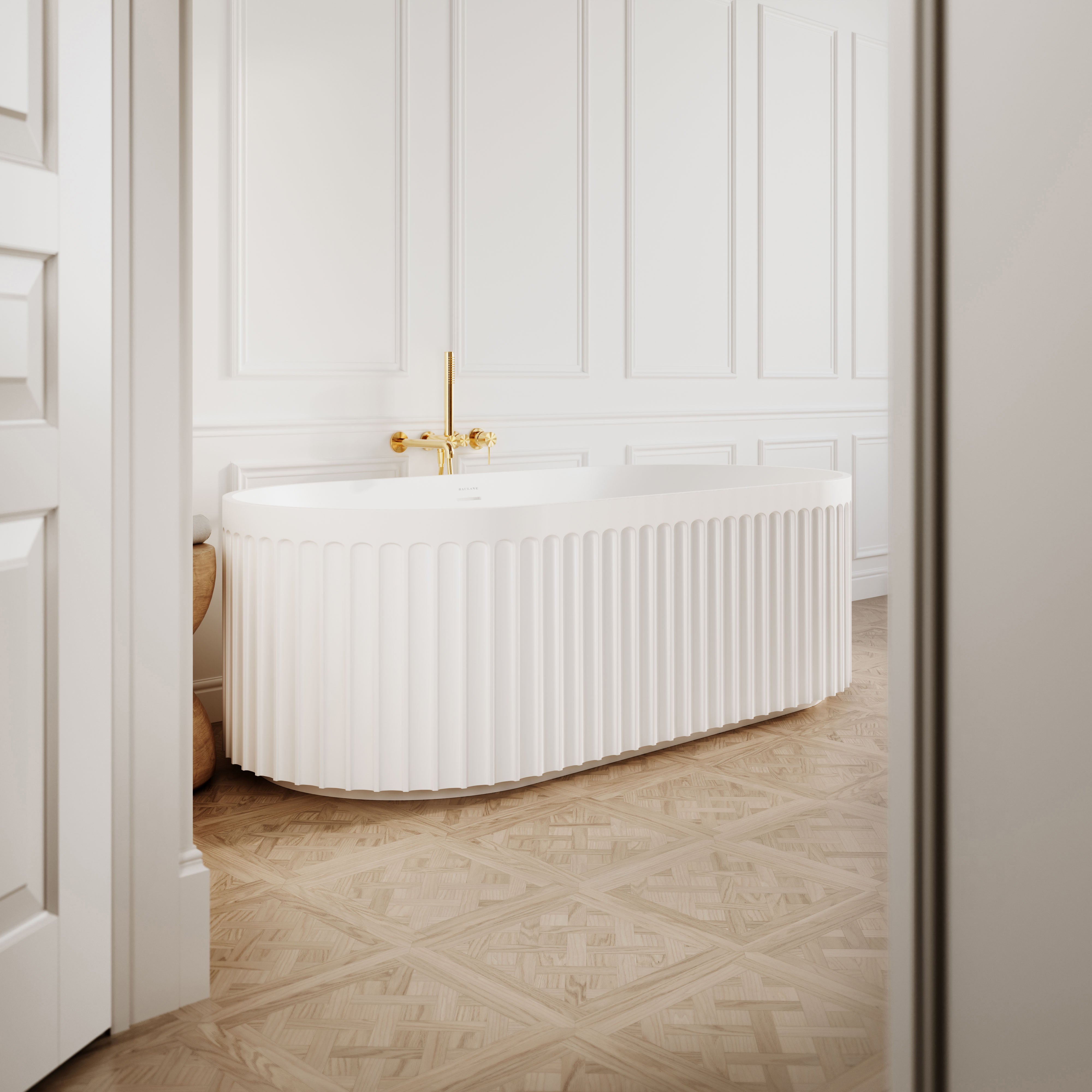 Roman Freestanding Stone Bath - Matte White / 1700mm