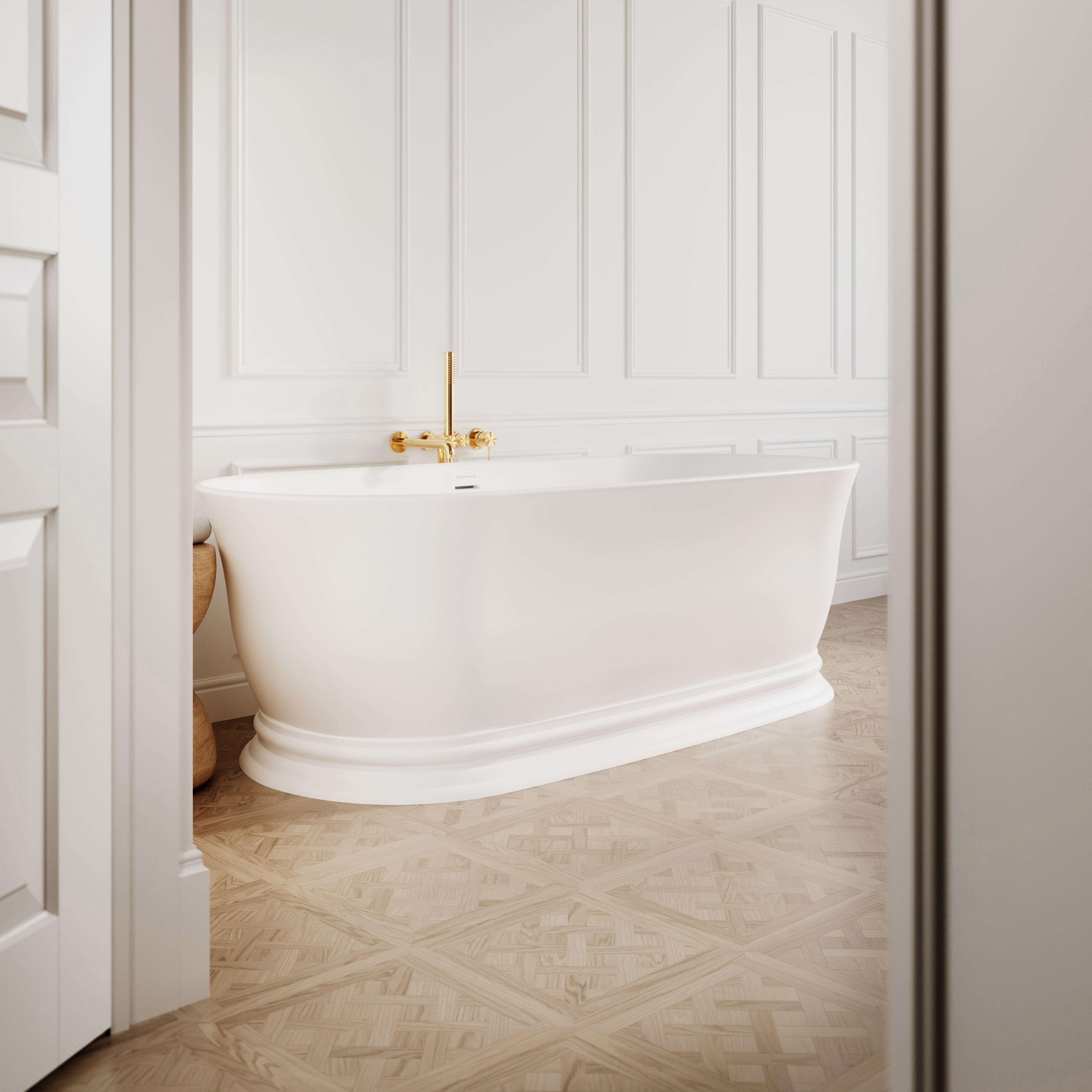 Victoria Freestanding Stone Bath - Matte White / 1800mm