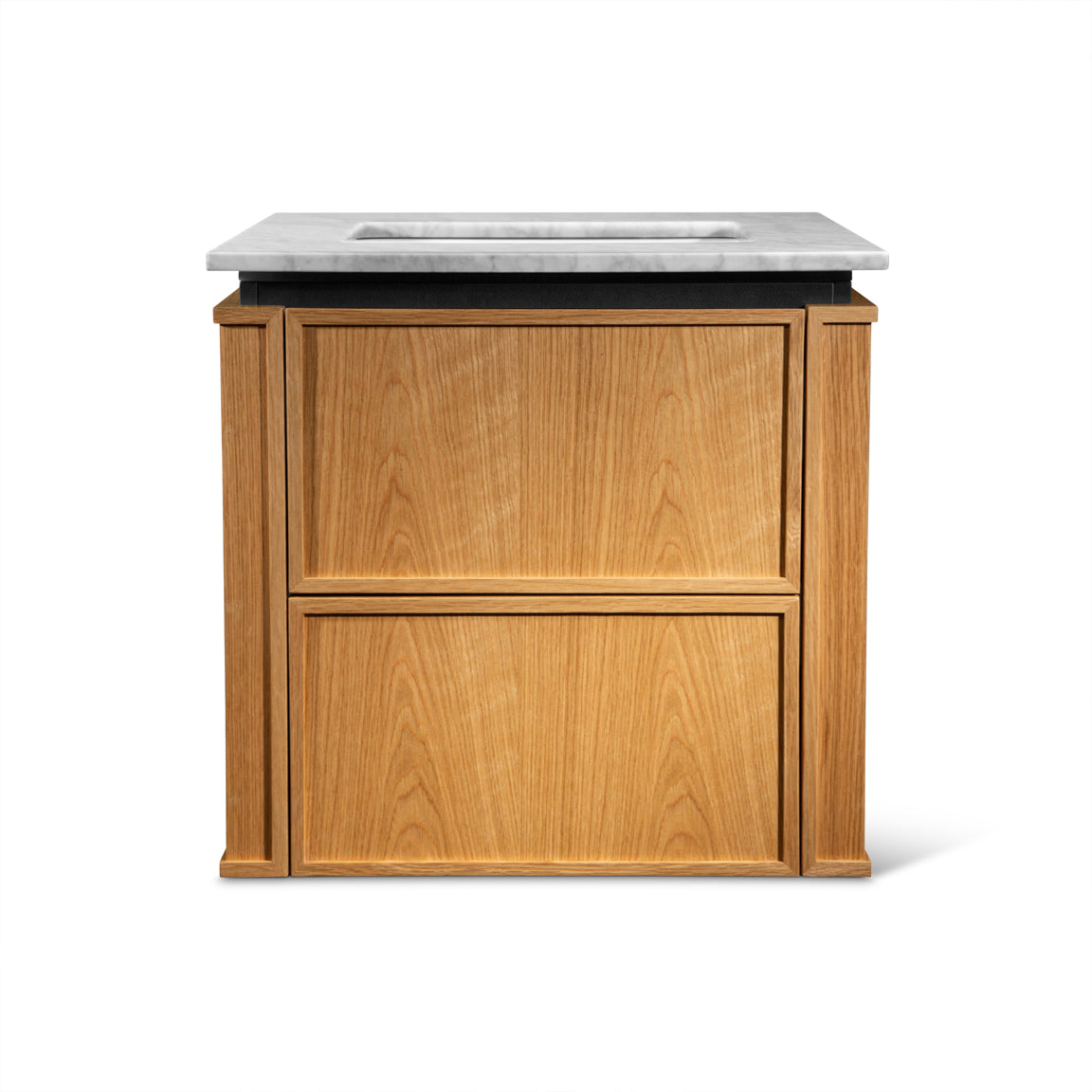 Linea | Vanity Unit with Carrara Marble Worktop, Integrated LED & Ceramic Basin | 1200mm | Blonde Roast Oak