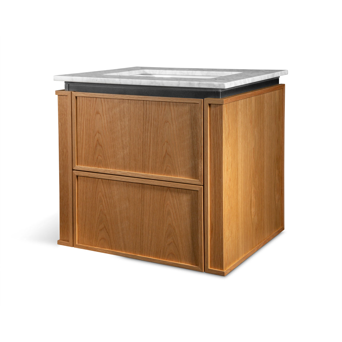 Linea | Vanity Unit with Carrara Marble Worktop, Integrated LED & Ceramic Basin | 1200mm | Blonde Roast Oak