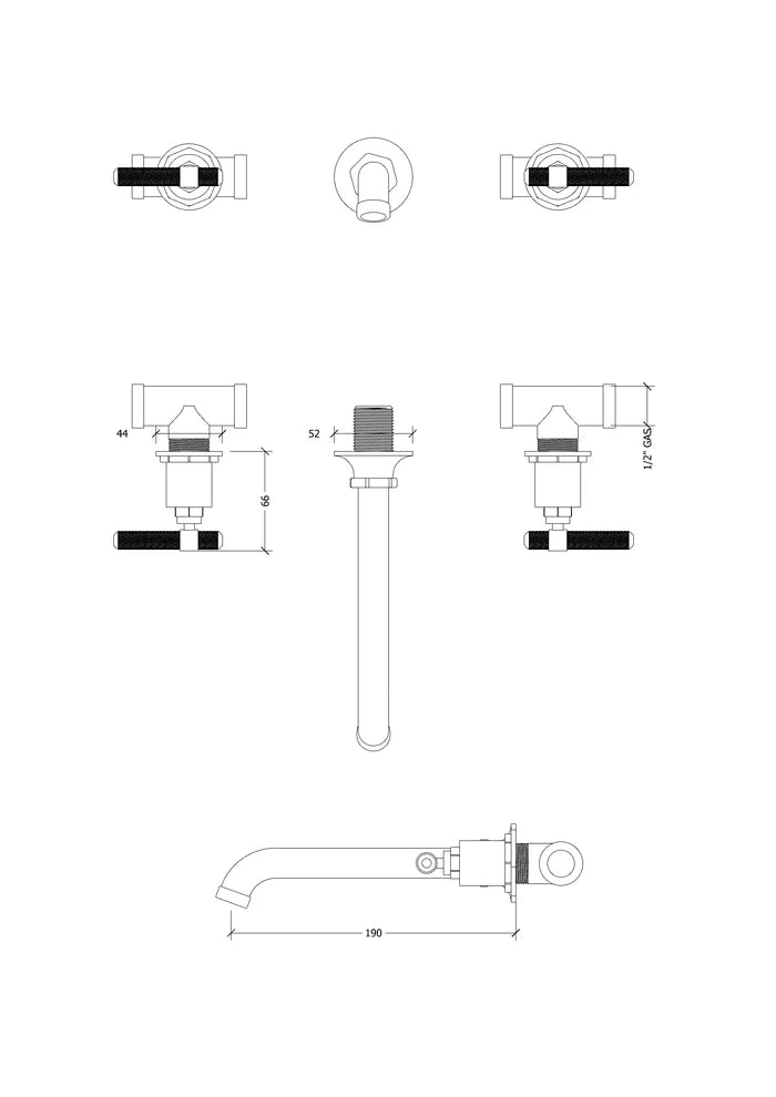 Cielo Three Hole Wall Mount