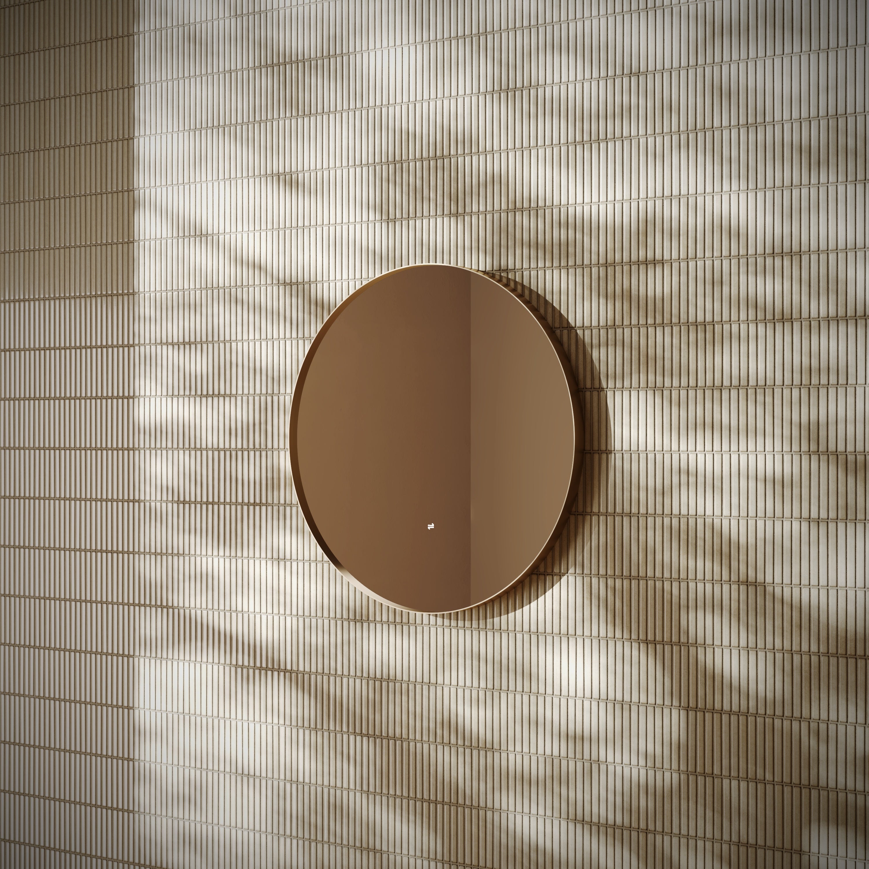 Bordeaux Brushed Gold Aluminium Round Mirror with Demister 600mm