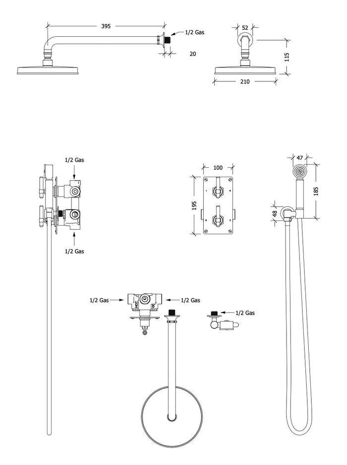 Cielo Sans Thermostatic Shower Set