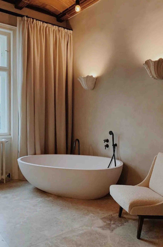 Bathrooms + Limewash Paint: Tips, considerations + inspiration for using limewash in bathrooms.