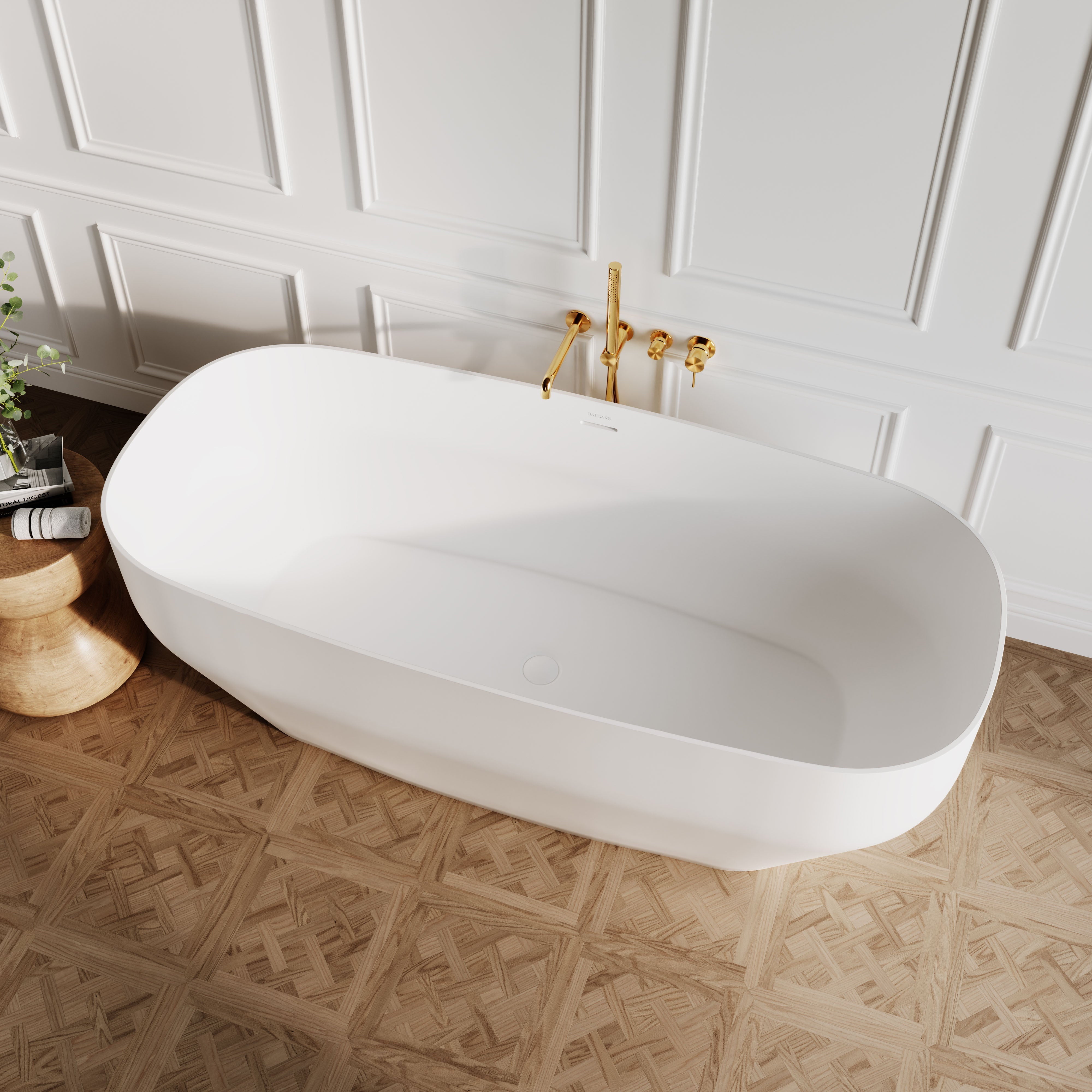 Audemar Freestanding Stone Bath - Matte White / 1700mm