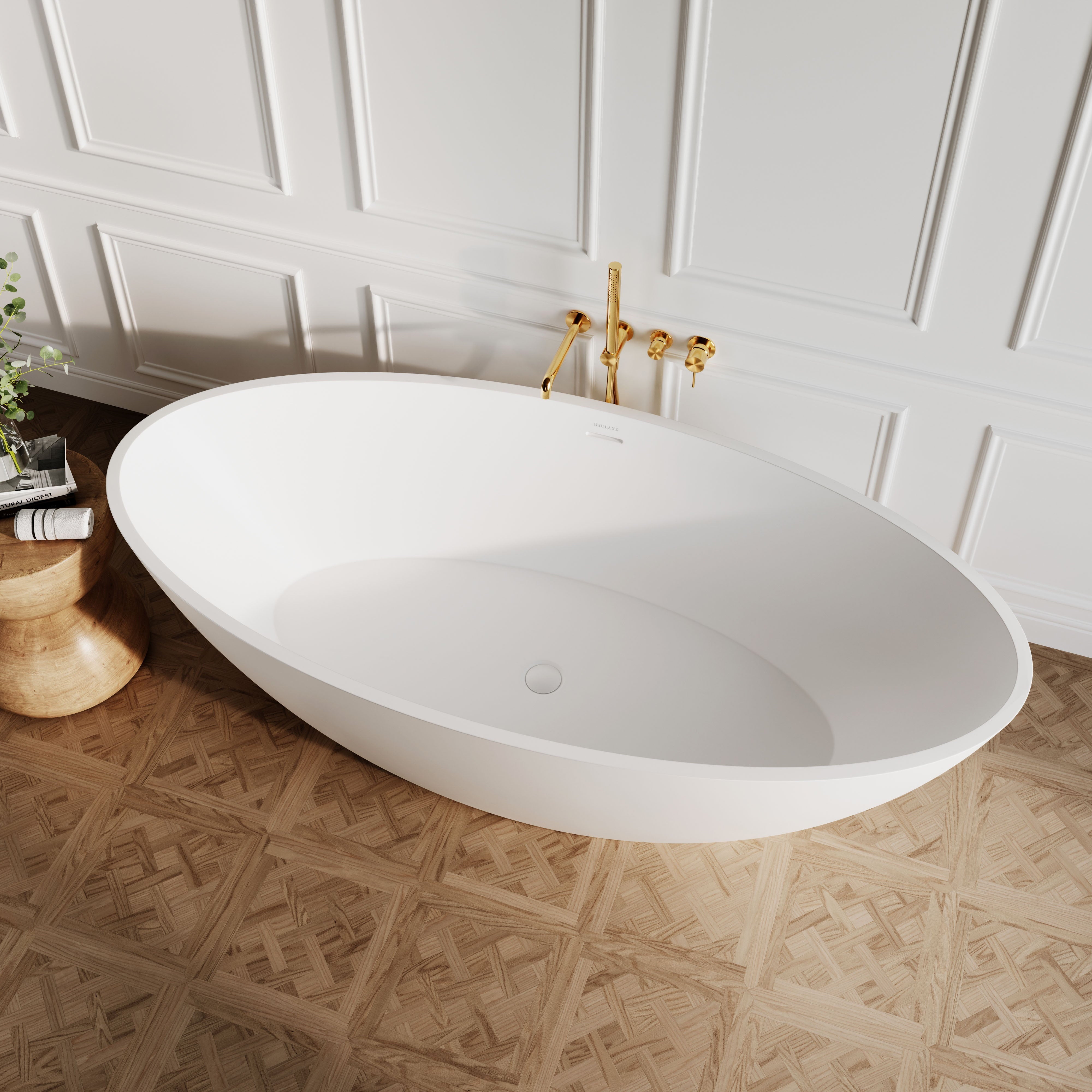 Celine Freestanding Stone Bath - Matte White / 1800mm