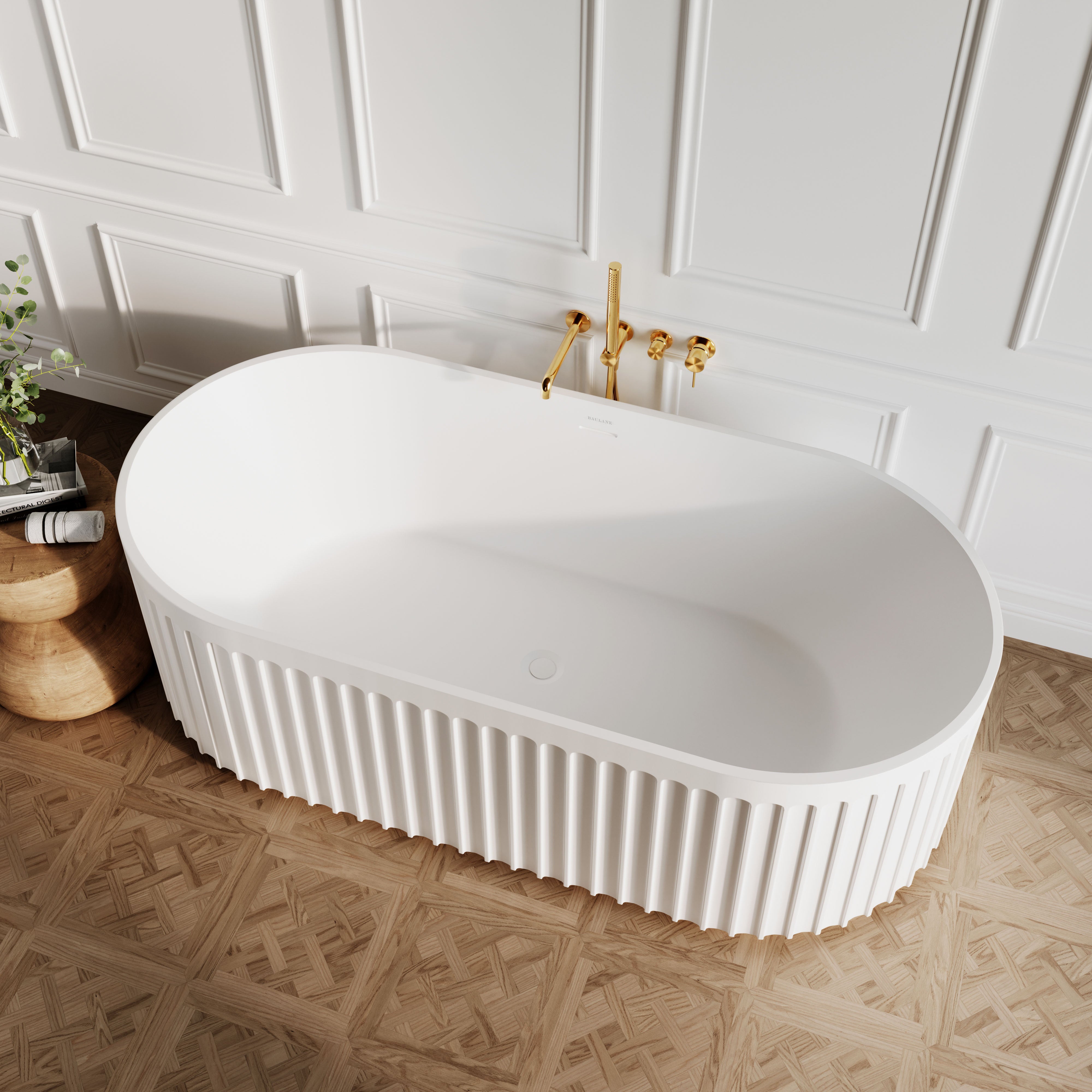 Roman Freestanding Stone Bath - Matte White / 1700mm