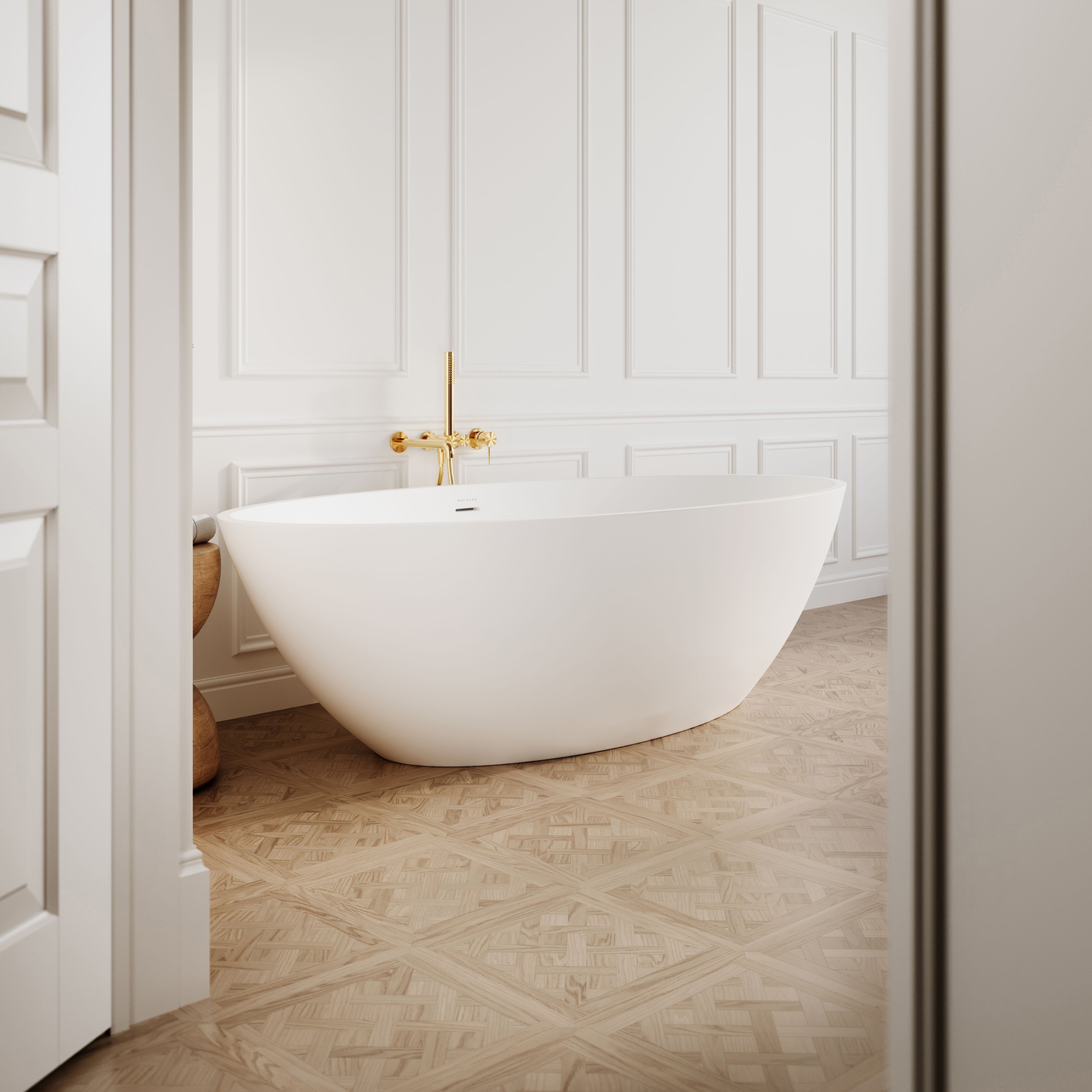 Celine Freestanding Stone Bath - Matte White / 1800mm
