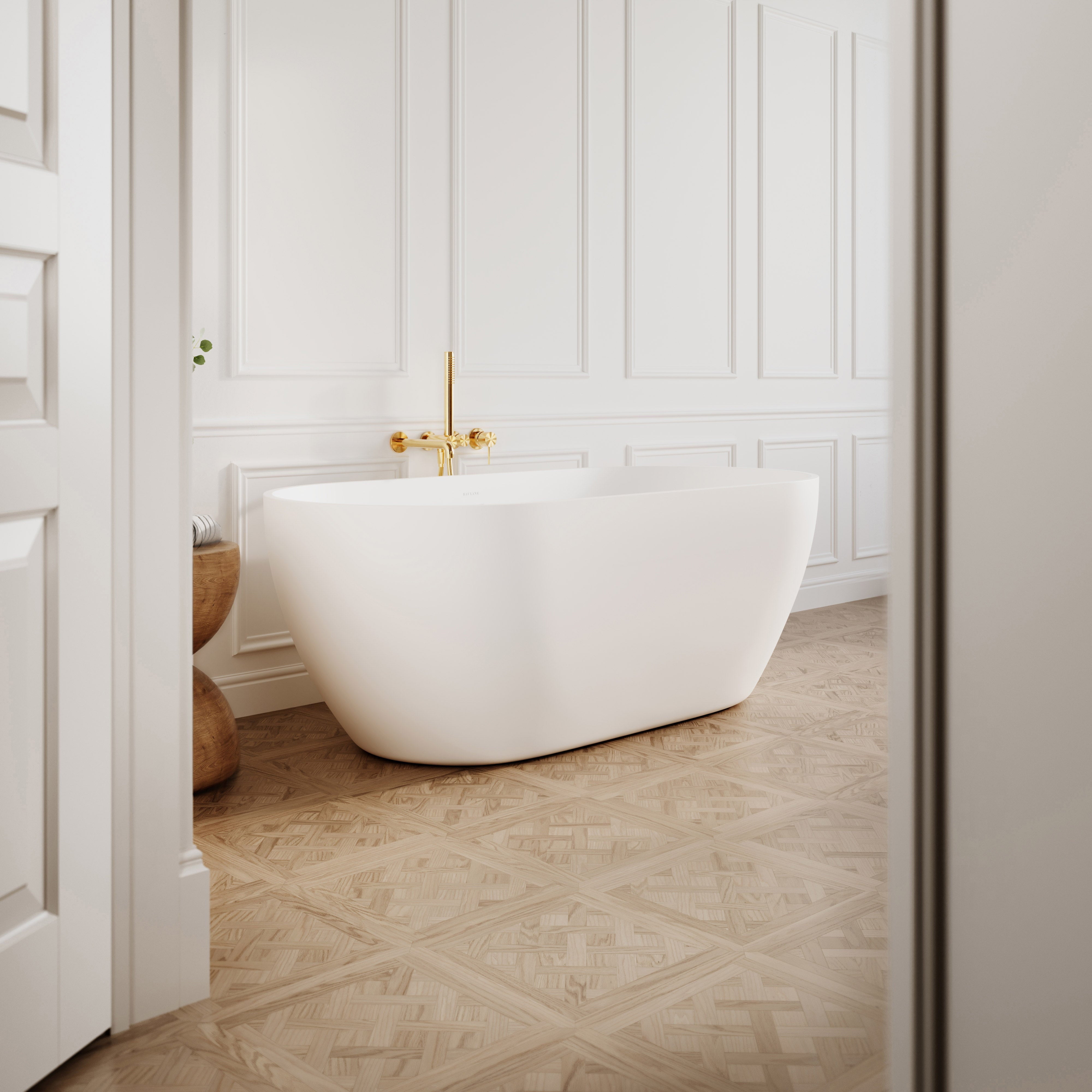 Continental Freestanding Stone Bath - Matte White / 1500mm