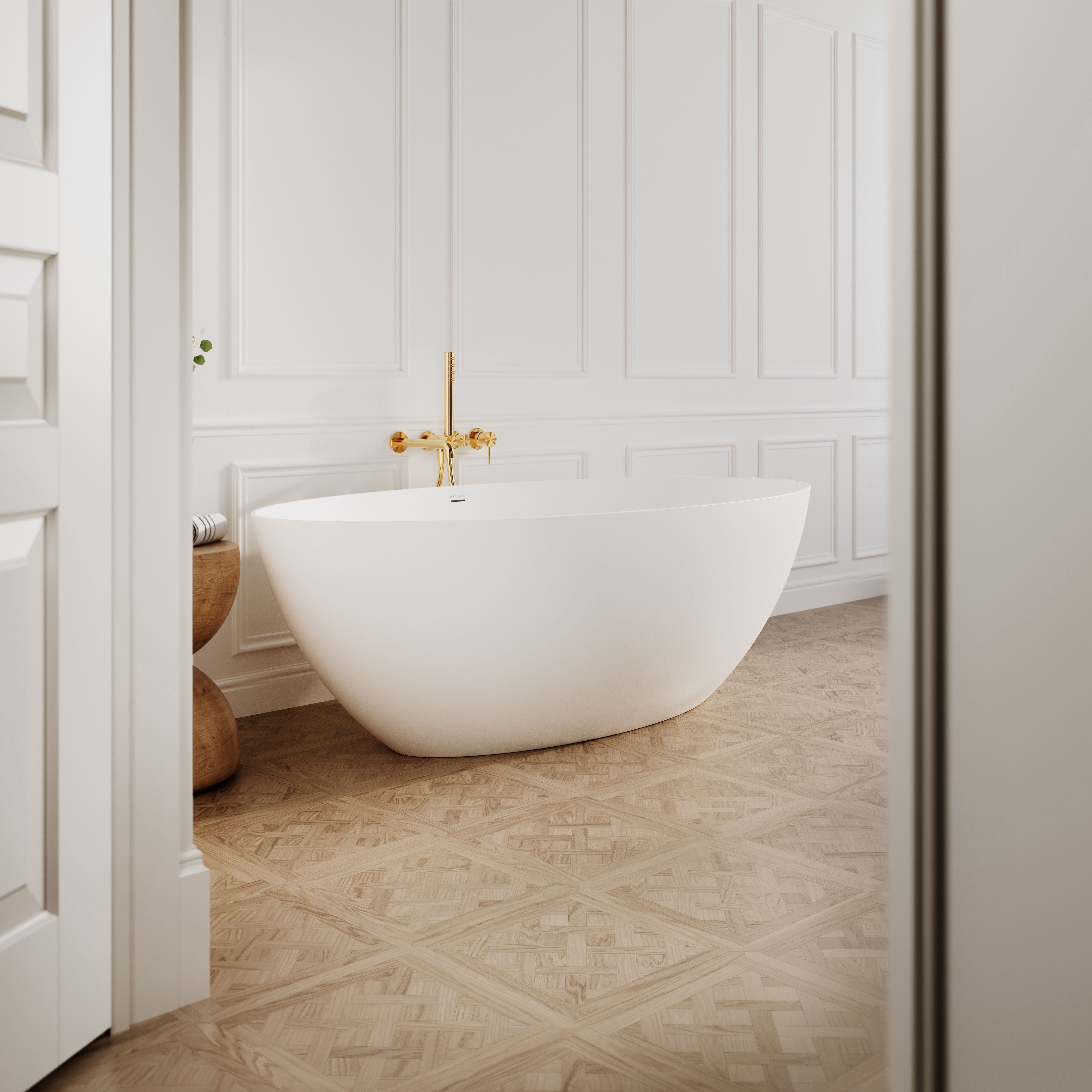 Organza Freestanding Stone Bath - Matte White / 1600mm