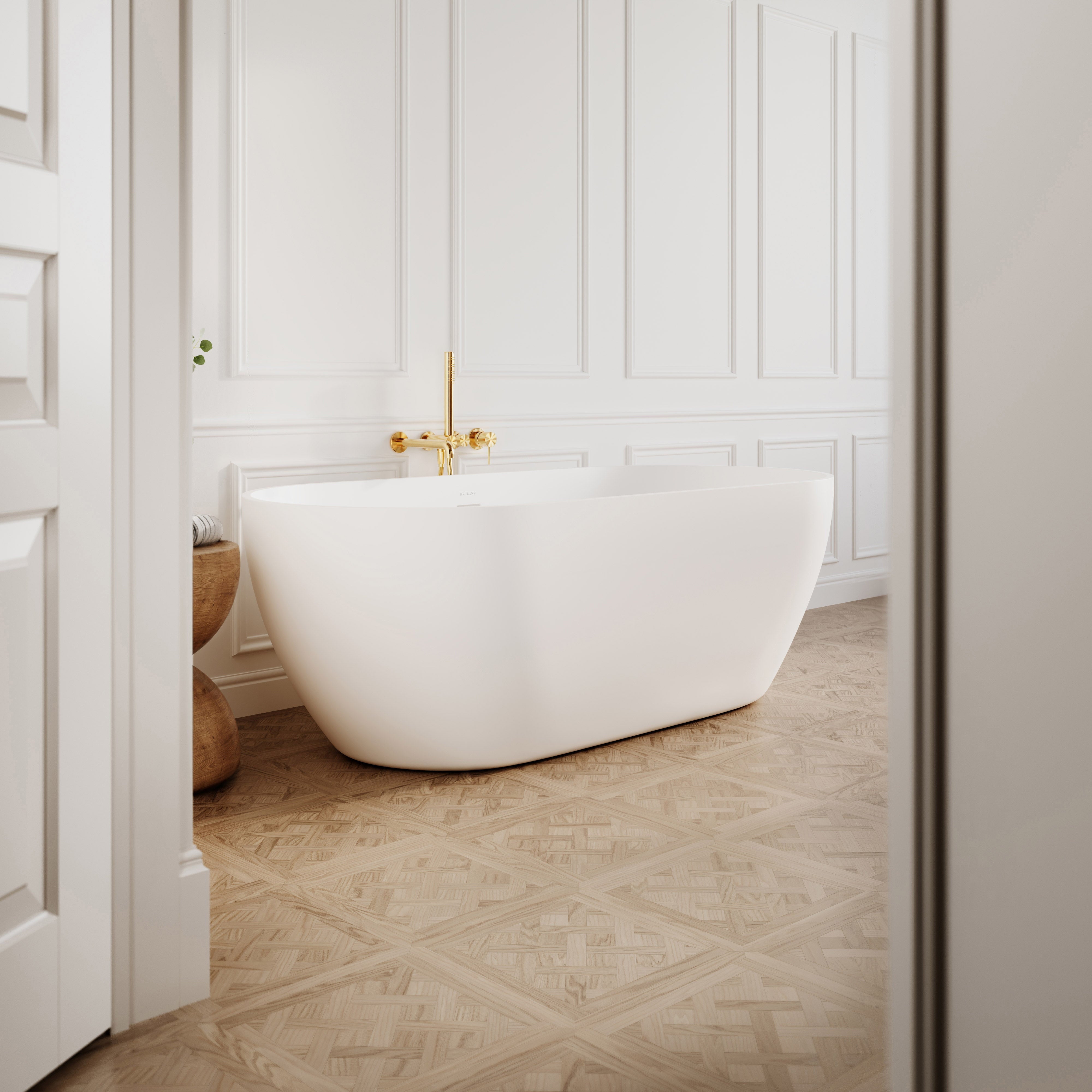 Continental Freestanding Stone Bath - Matte White / 1600mm