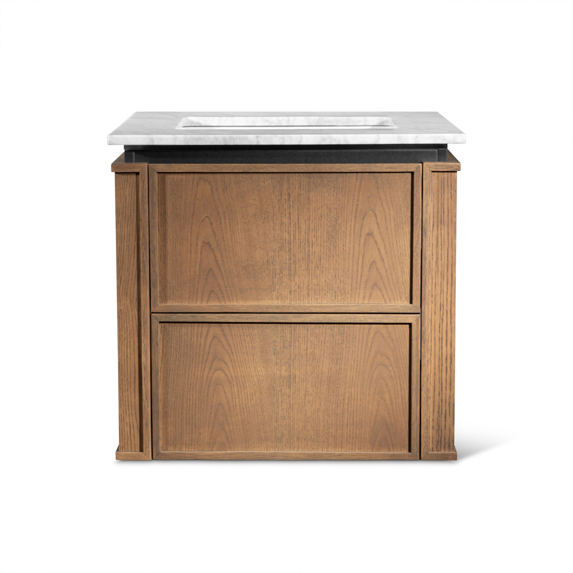 Linea | Vanity Unit with Carrara Marble Worktop, Integrated LED & Ceramic Basin | 600mm | Espresso Oak