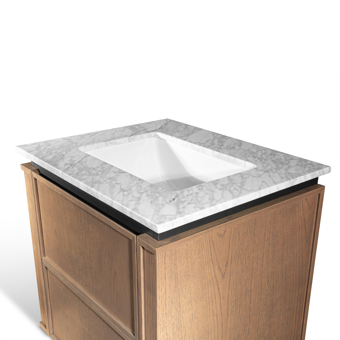 Linea | Vanity Unit with Carrara Marble Worktop, Integrated LED & Ceramic Basin | 600mm | Espresso Oak