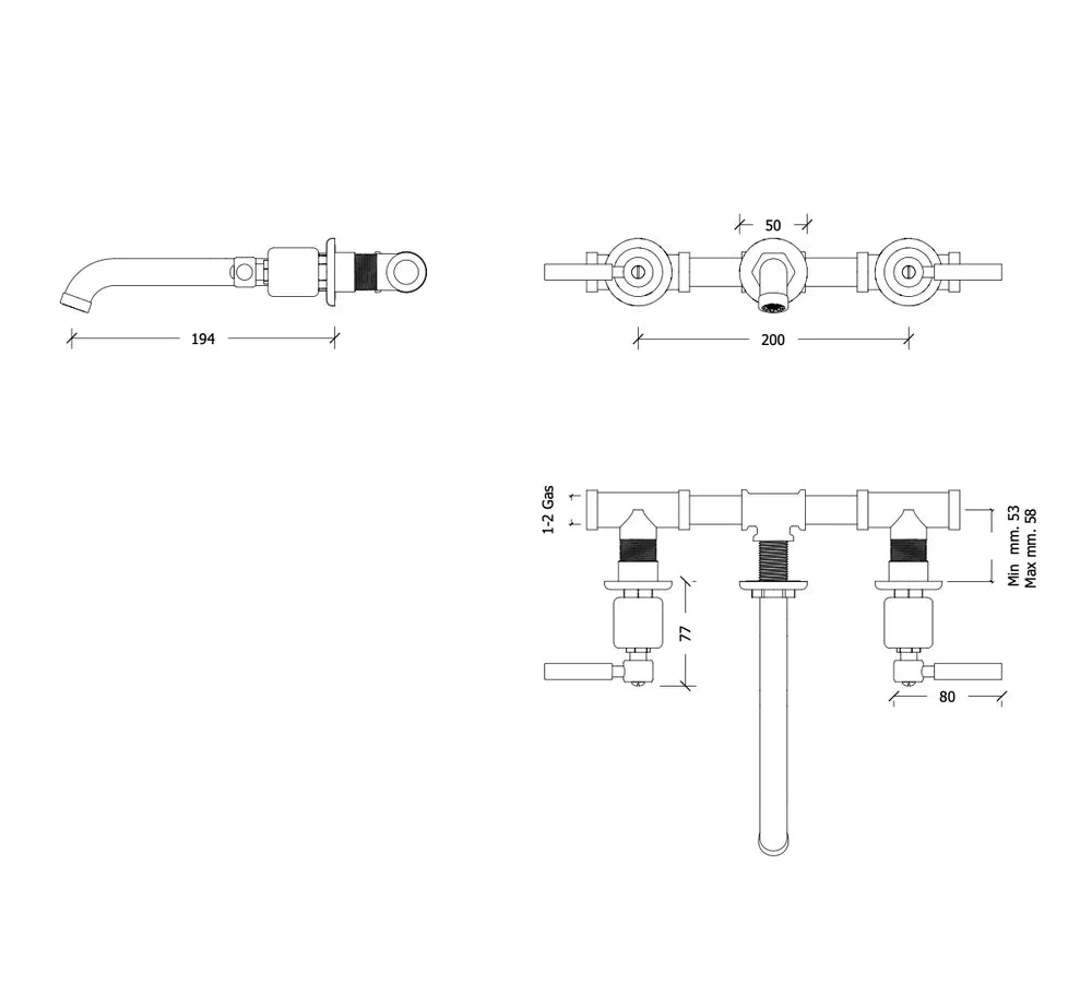 Kappa Three Hole Wall Mount