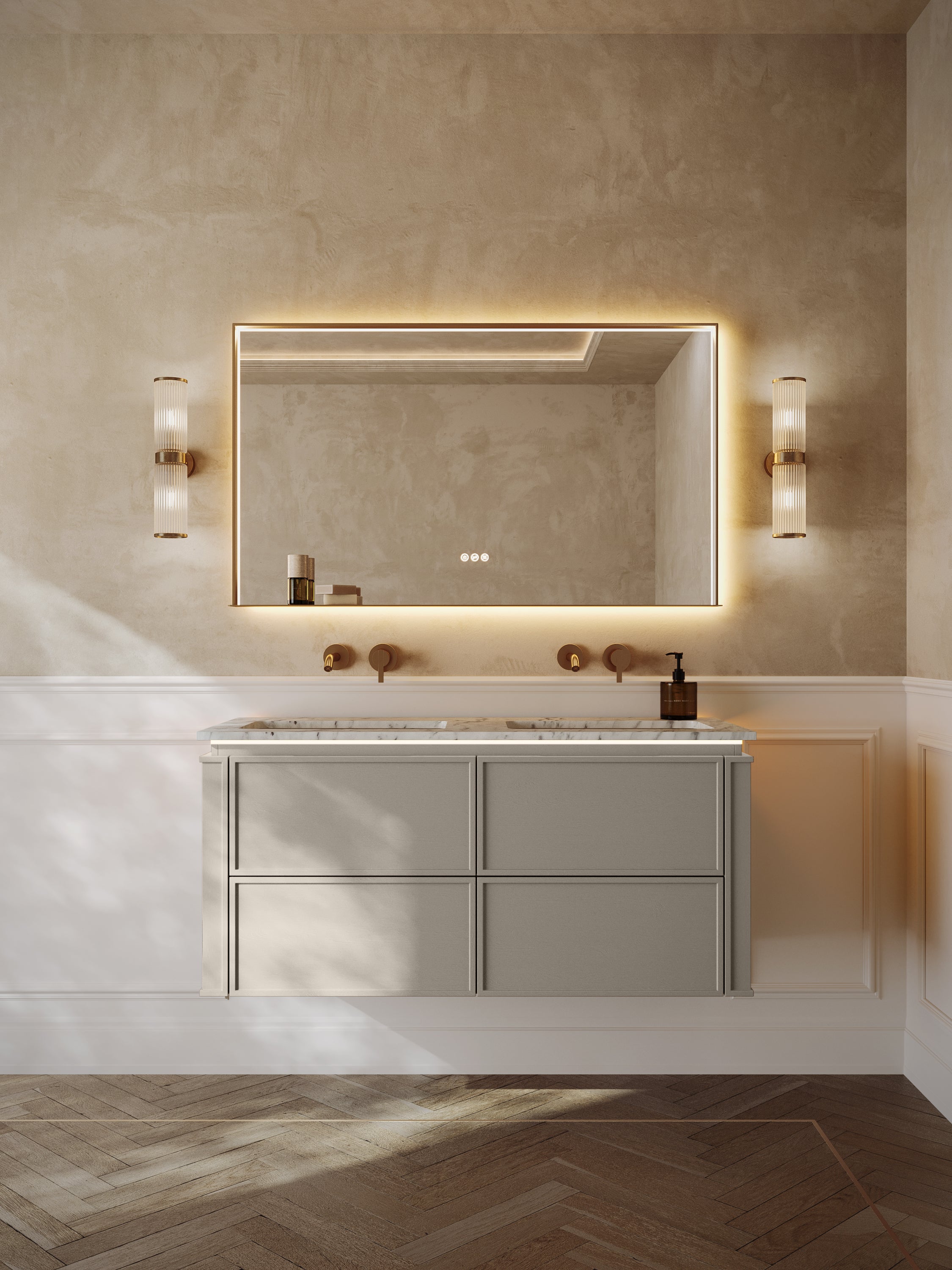 Linea Series Latte Oak Cararra Marble Vanity Unit 1200mm
