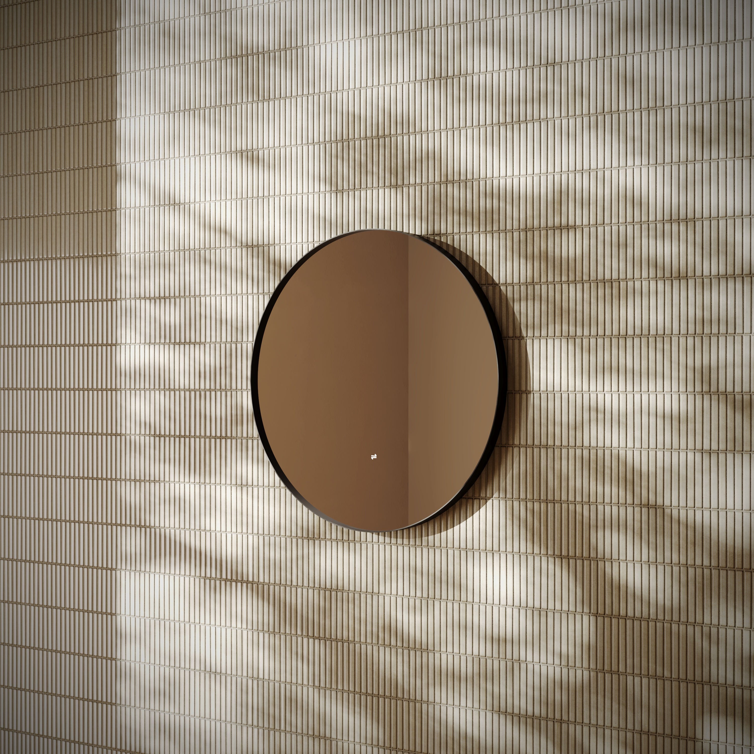 Bordeaux Matte Black Aluminium Round Mirror with Demister 600mm