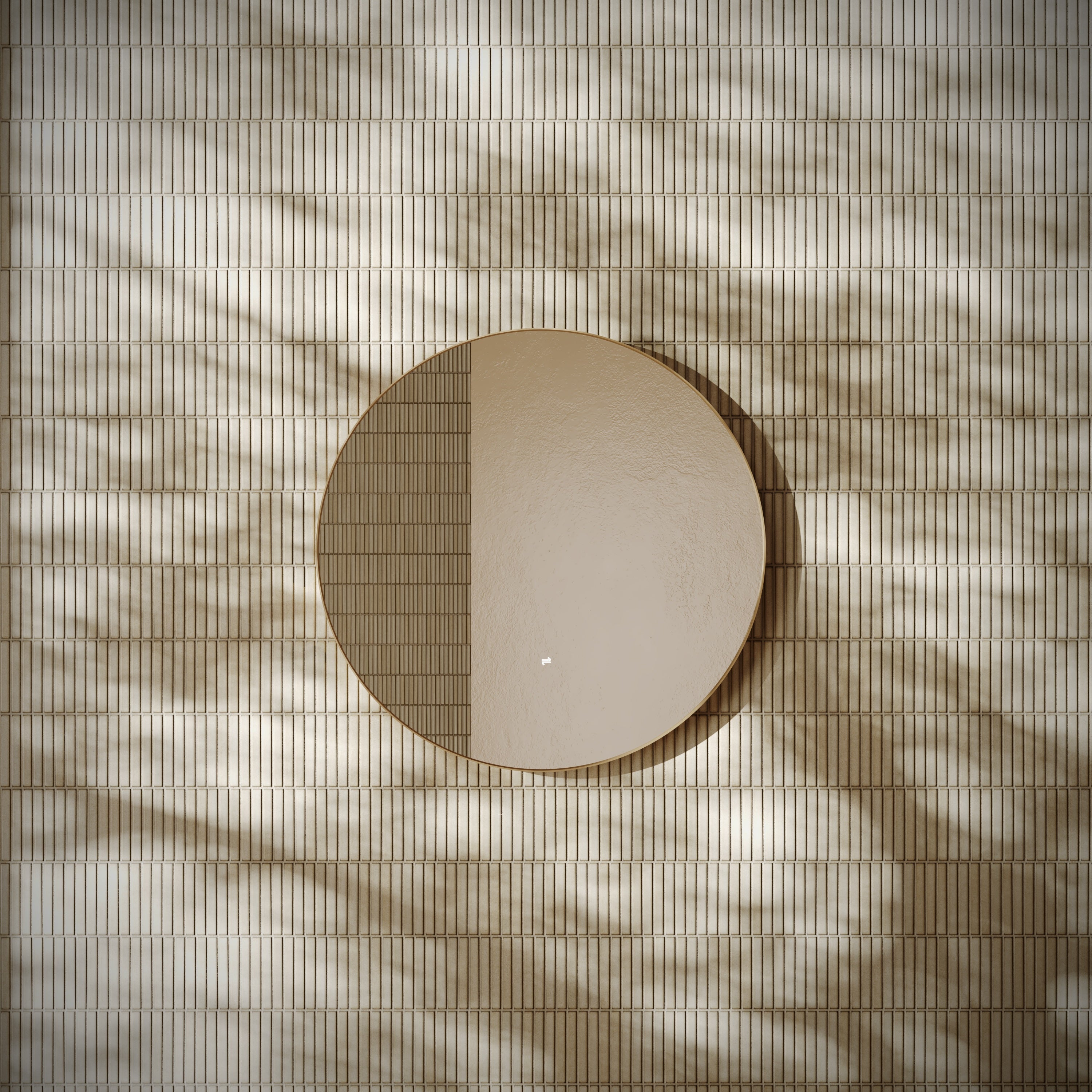 Bordeaux Brushed Gold Aluminium Round Mirror with Demister 600mm