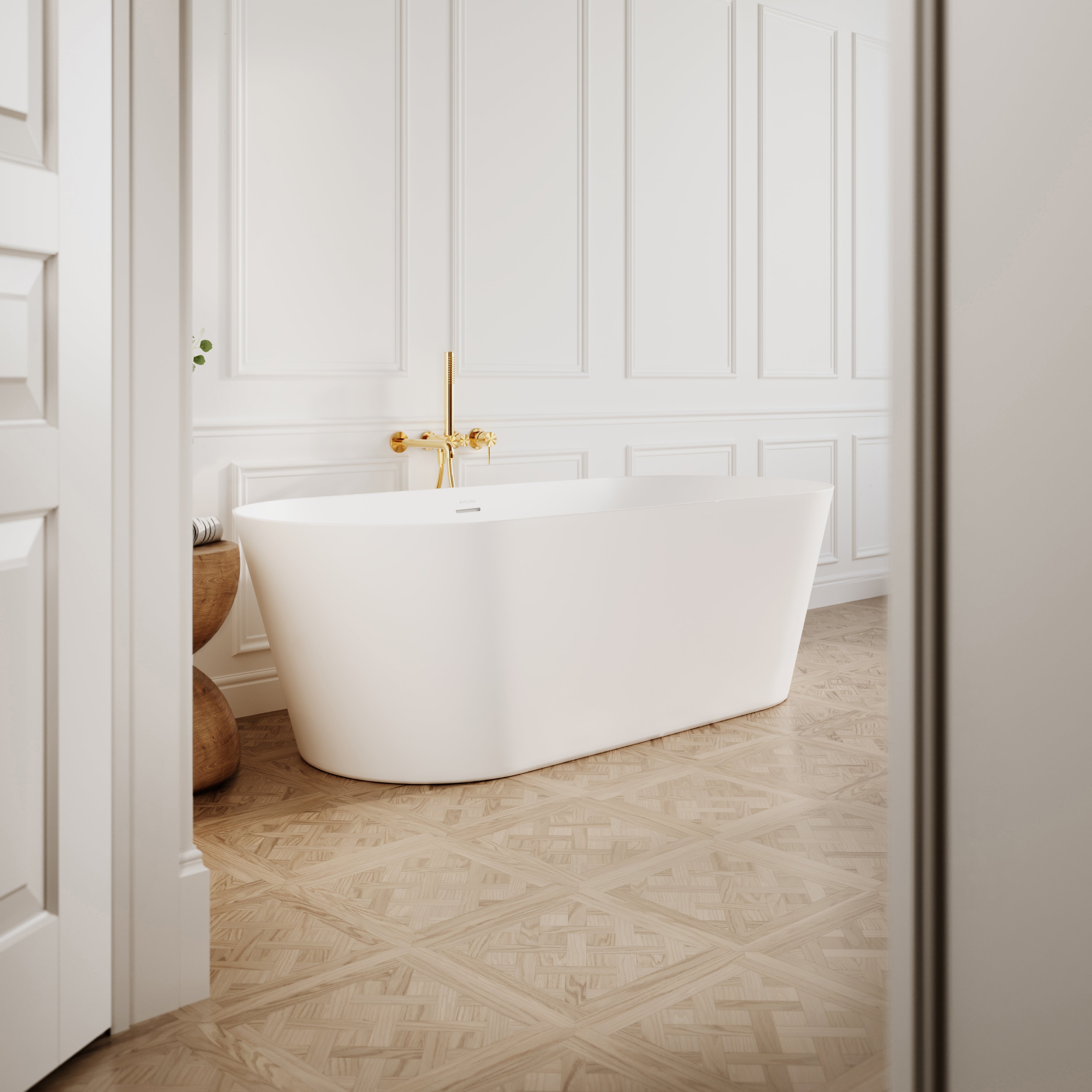 Reiss Freestanding Stone Bath - Matte White / 1650mm