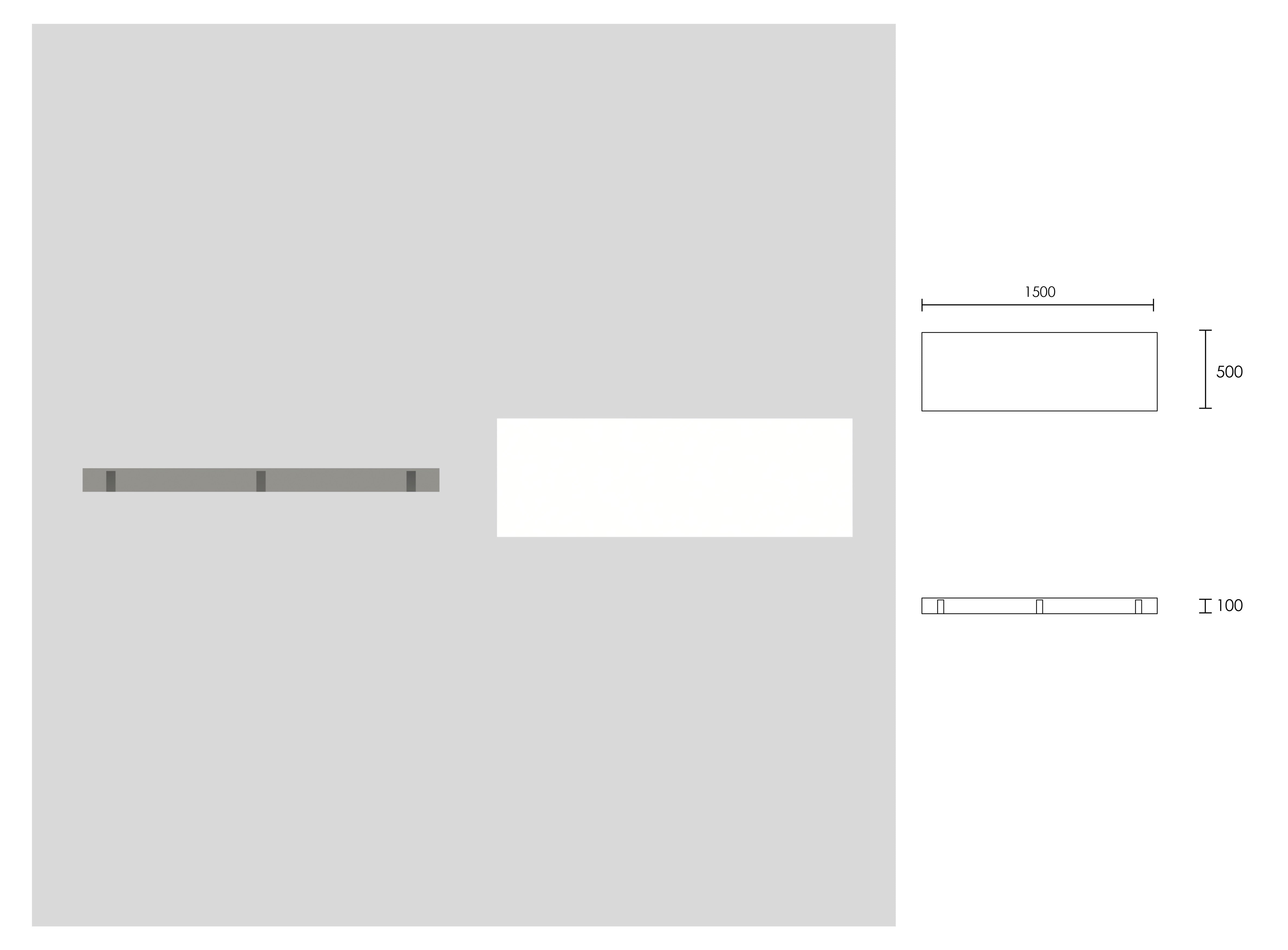 Wall Hung Stone Countertop Basin Shelf - White / 1500mm