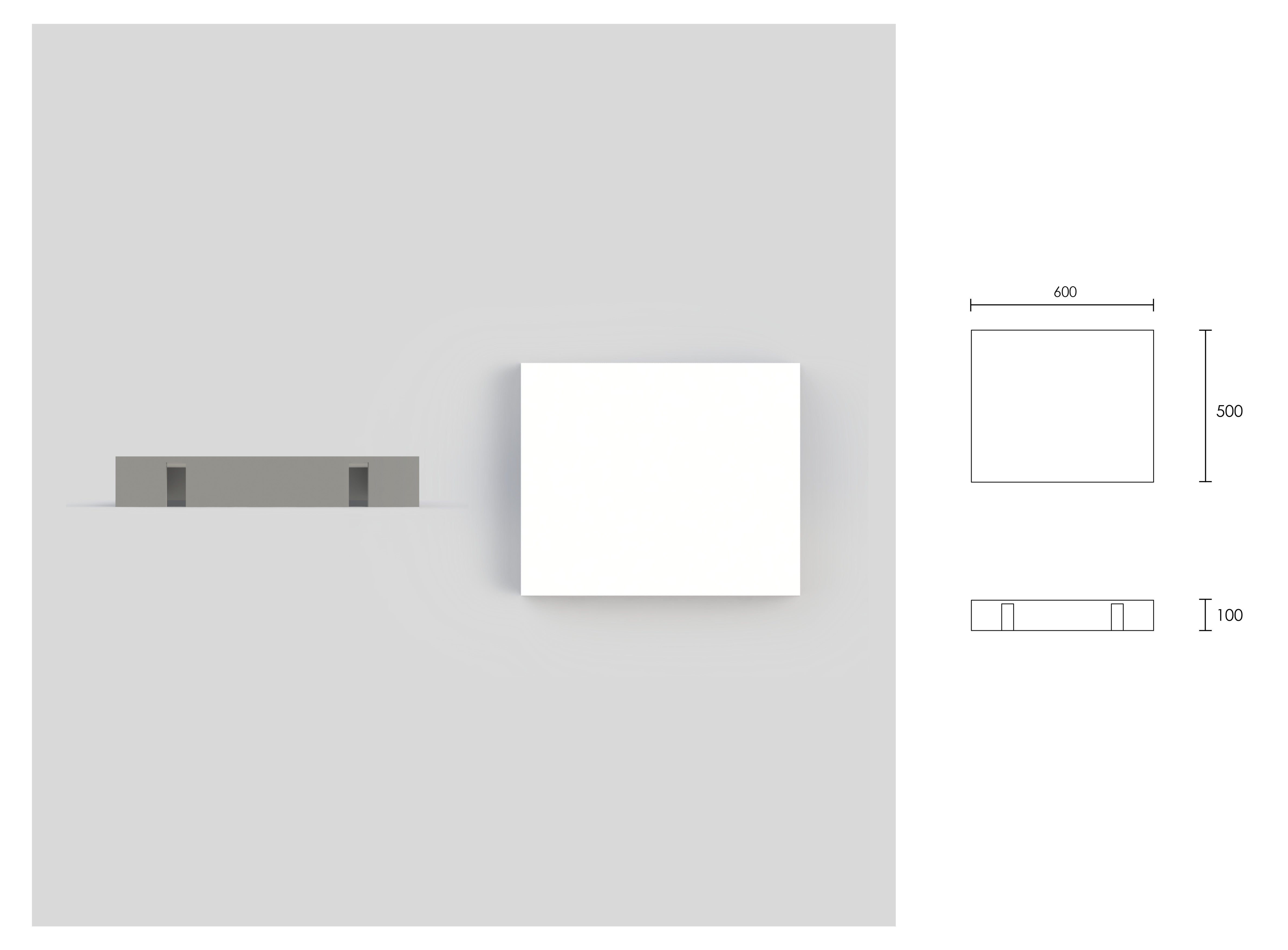 Wall Hung Stone Countertop Basin Shelf - White / 600mm