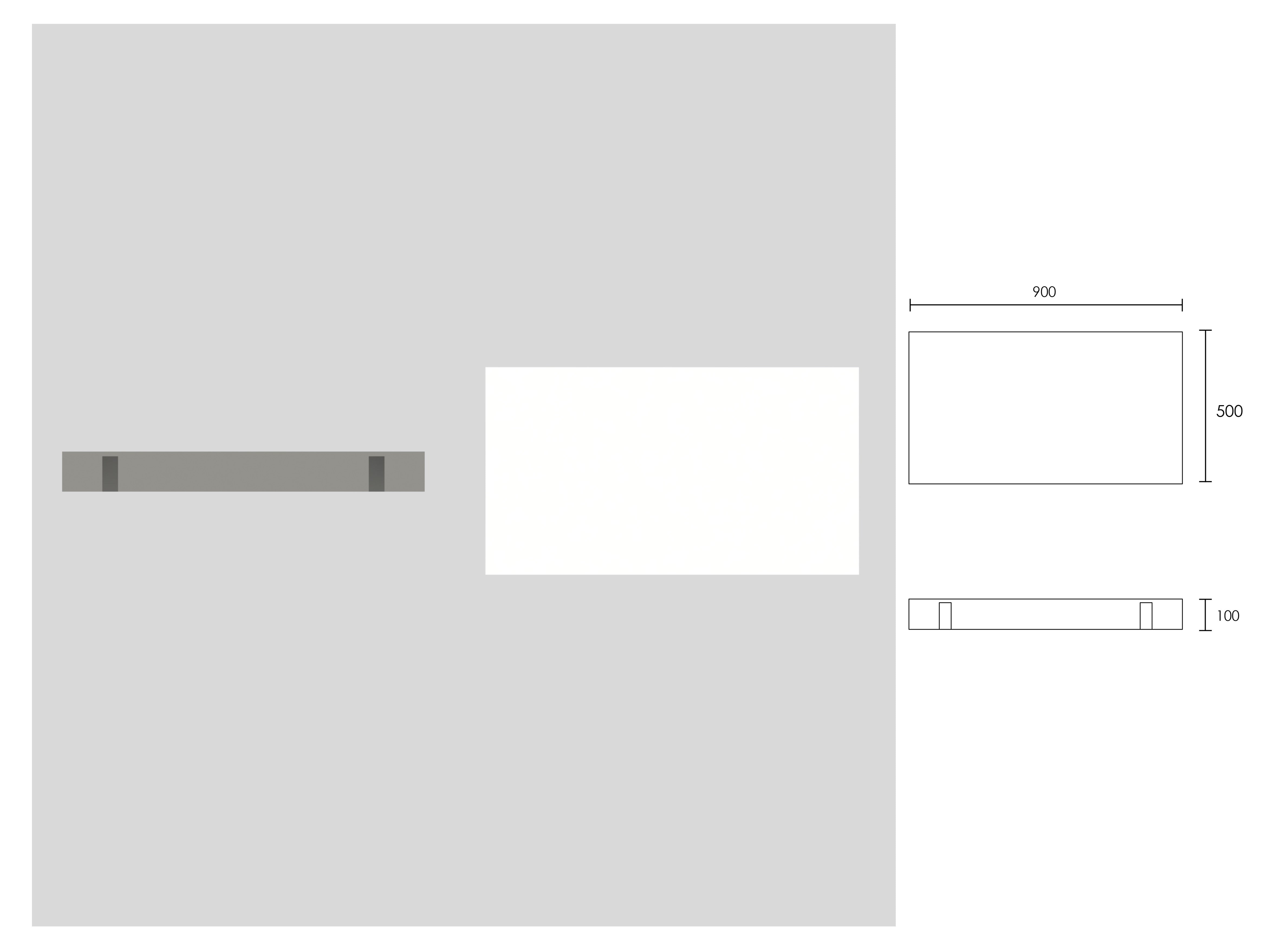 Wall Hung Stone Countertop Basin Shelf - White / 900mm